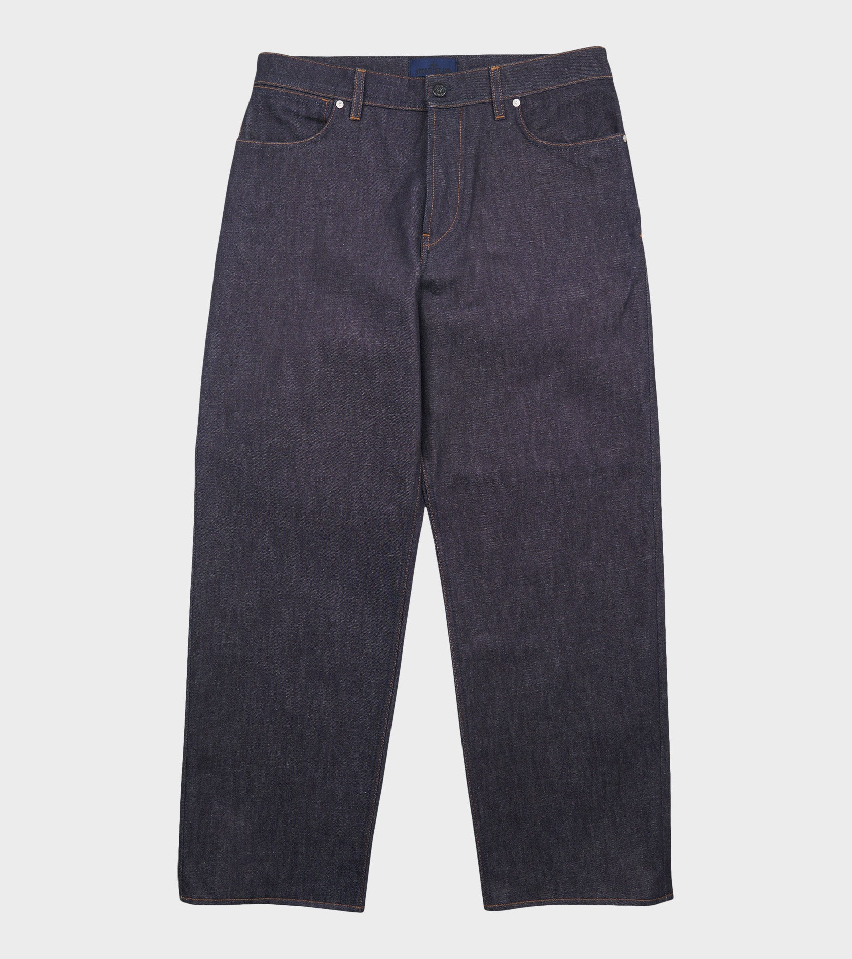 Indigo Denim Raw Loose Jeans One Wash Blue