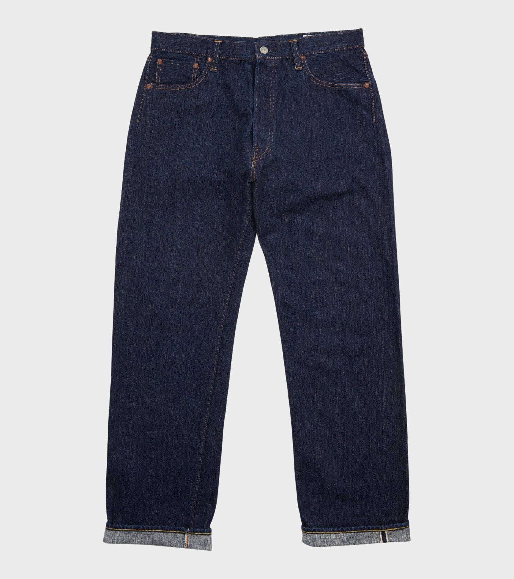 The 1950s Selvedge Denim Jeans One Wash Dark Blue
