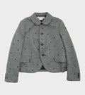 Embroidered Round Collar Jacket Grey