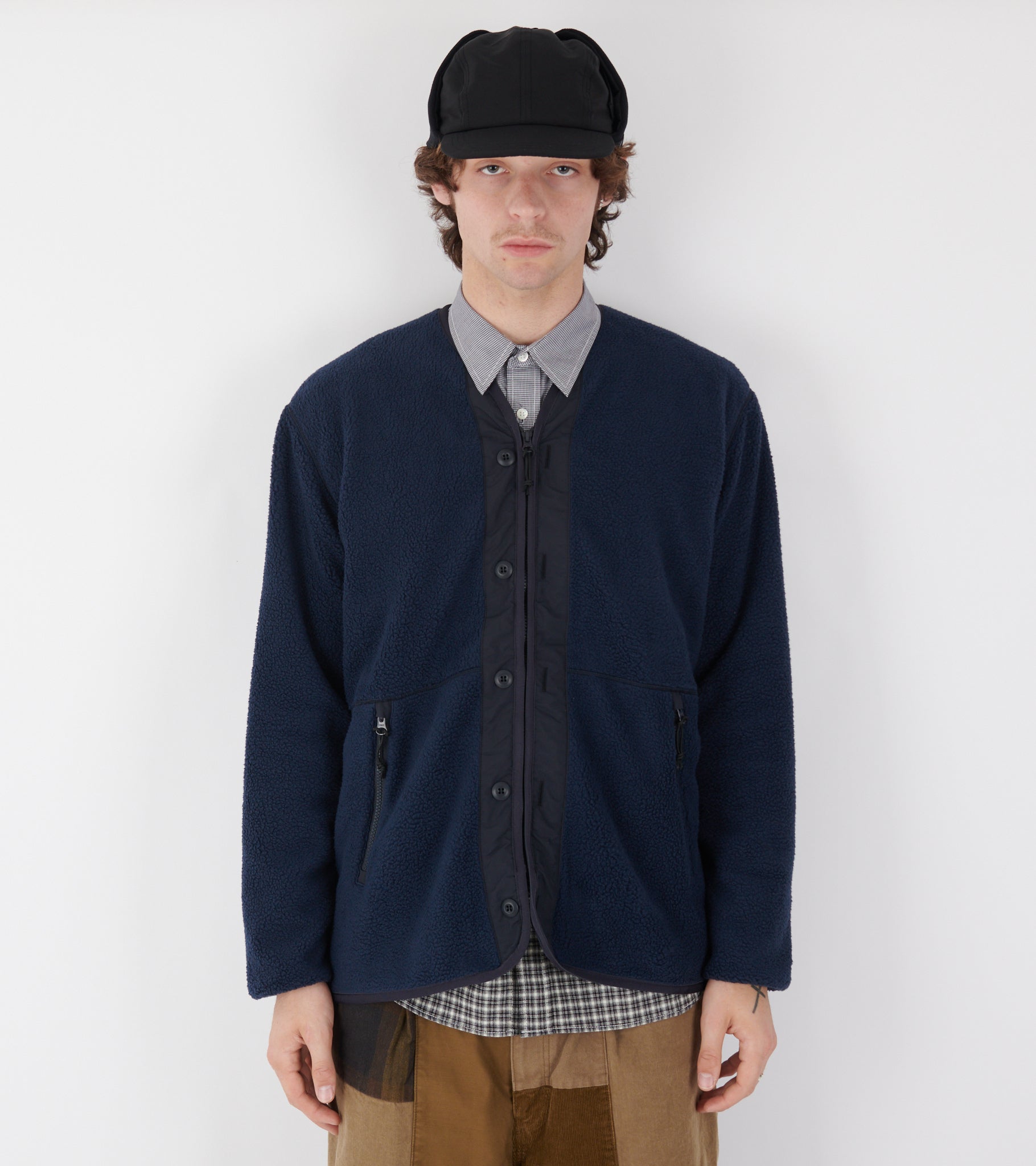 V-neck Zip Fleece Navy