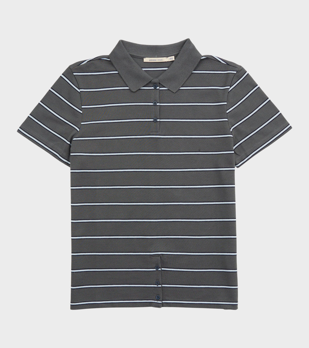 Julieta Striped S/S Polo Dark Grey