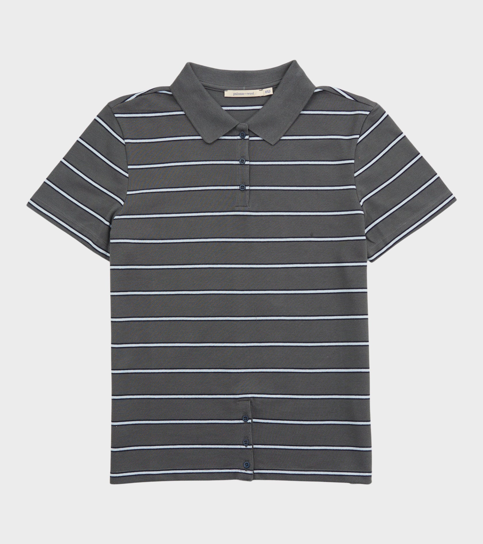 Julieta Striped S/S Polo Dark Grey