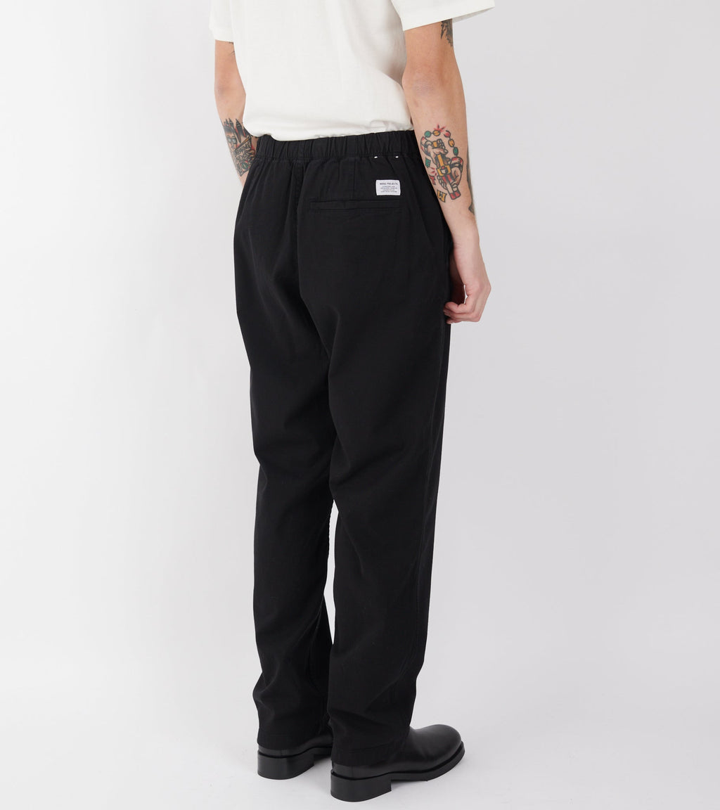 Ezra Relaxed Organic Stretch Twill Trousers Black