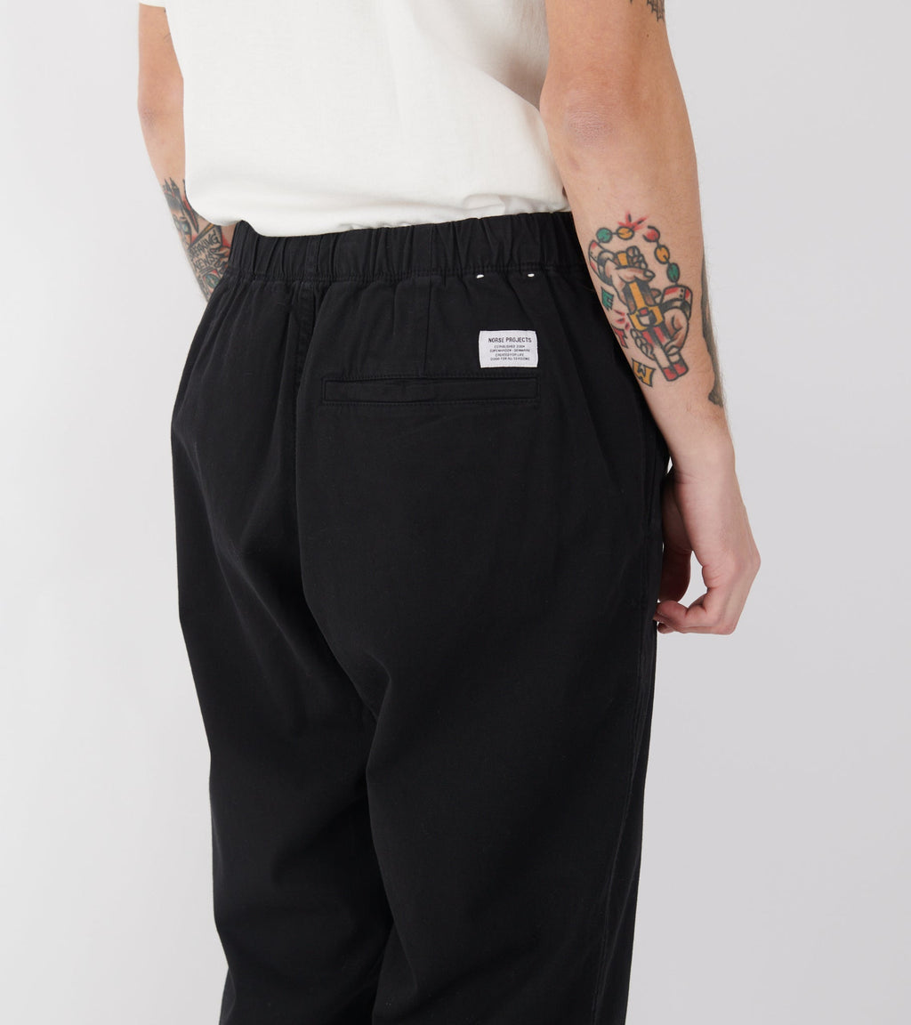 Ezra Relaxed Organic Stretch Twill Trousers Black