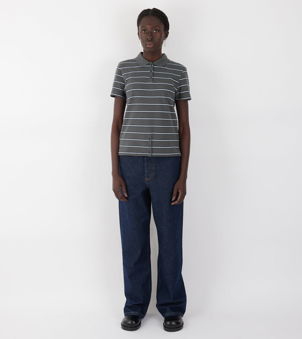 Julieta Striped S/S Polo Dark Grey