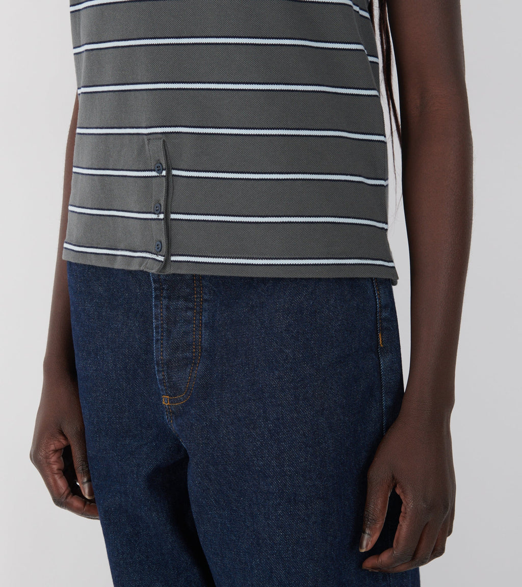 Julieta Striped S/S Polo Dark Grey