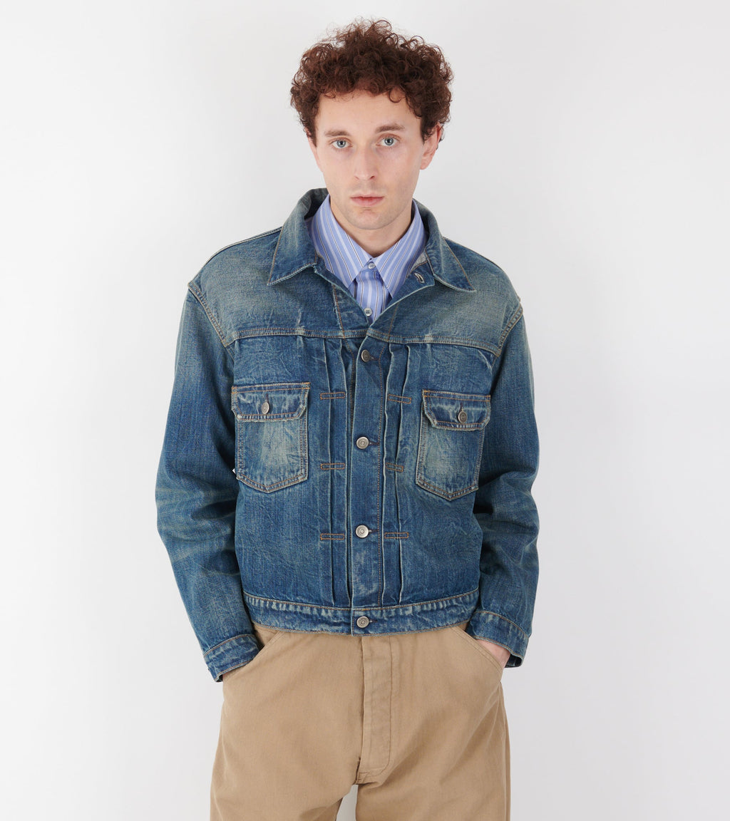 Cropped Denim Jacket Mid Blue