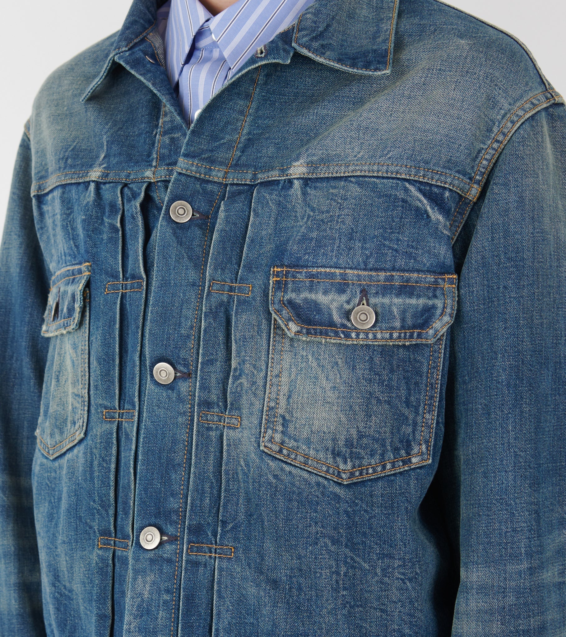 Cropped Denim Jacket Mid Blue