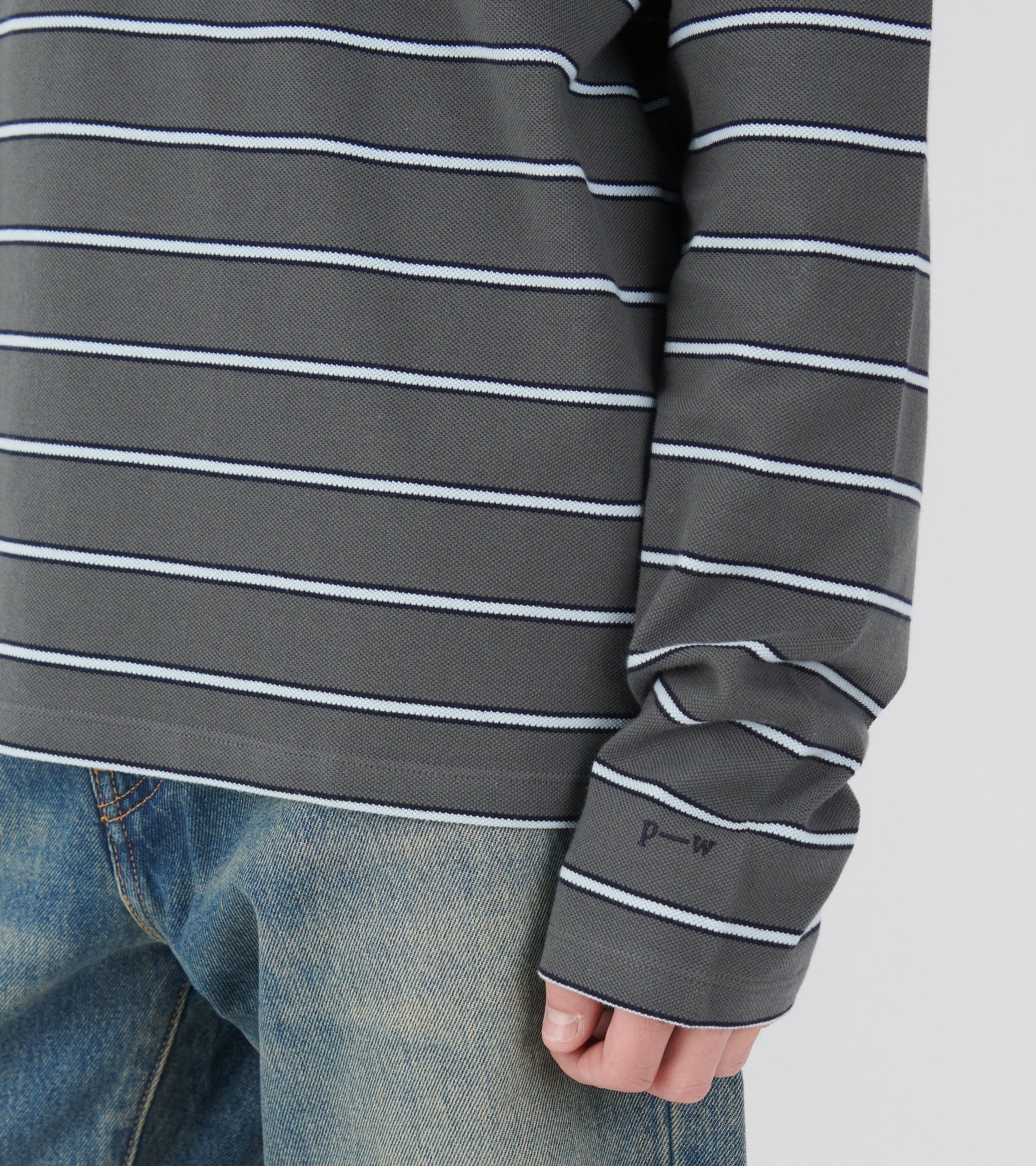 Coty Striped Polo Dark Grey