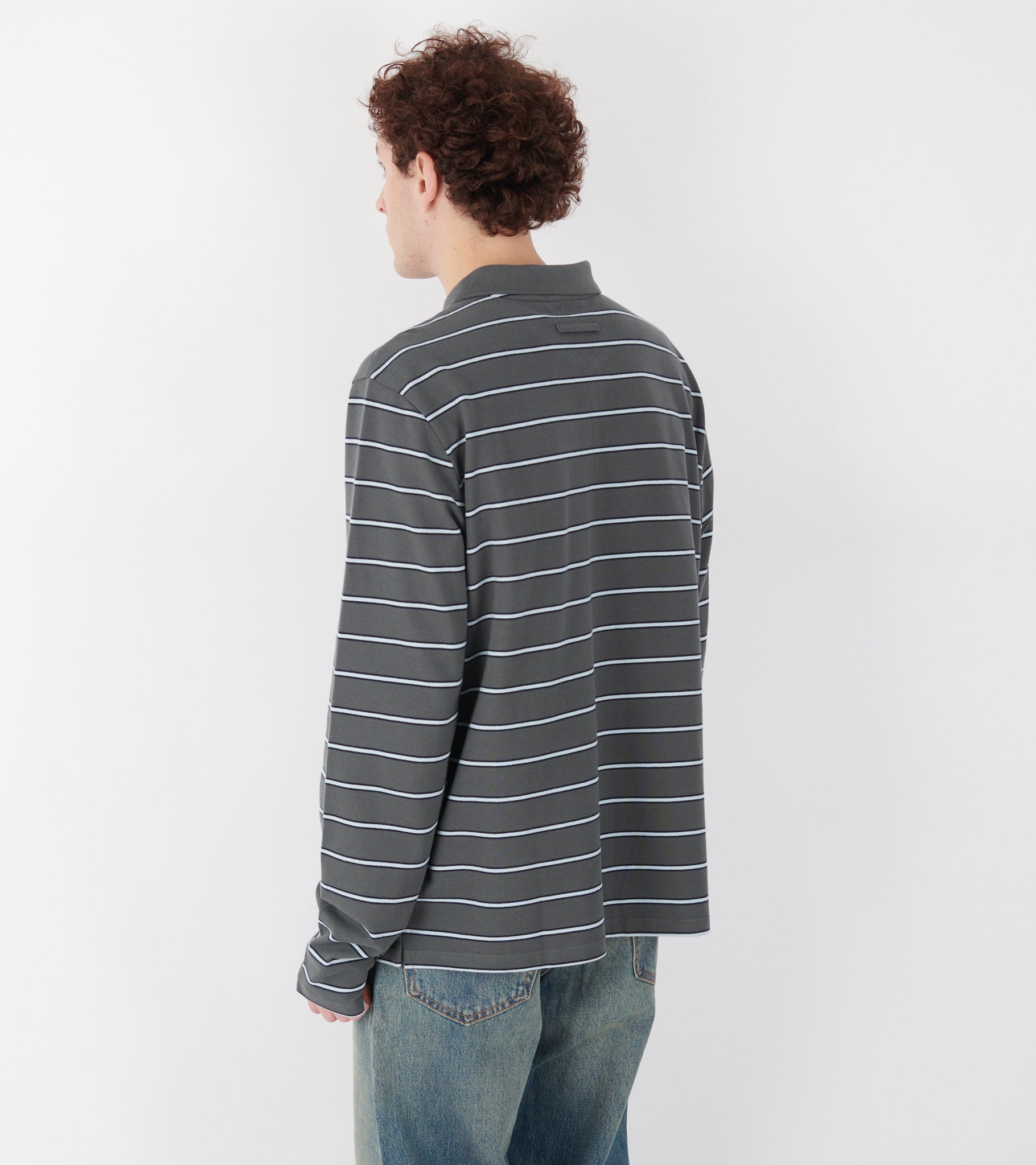 Coty Striped Polo Dark Grey