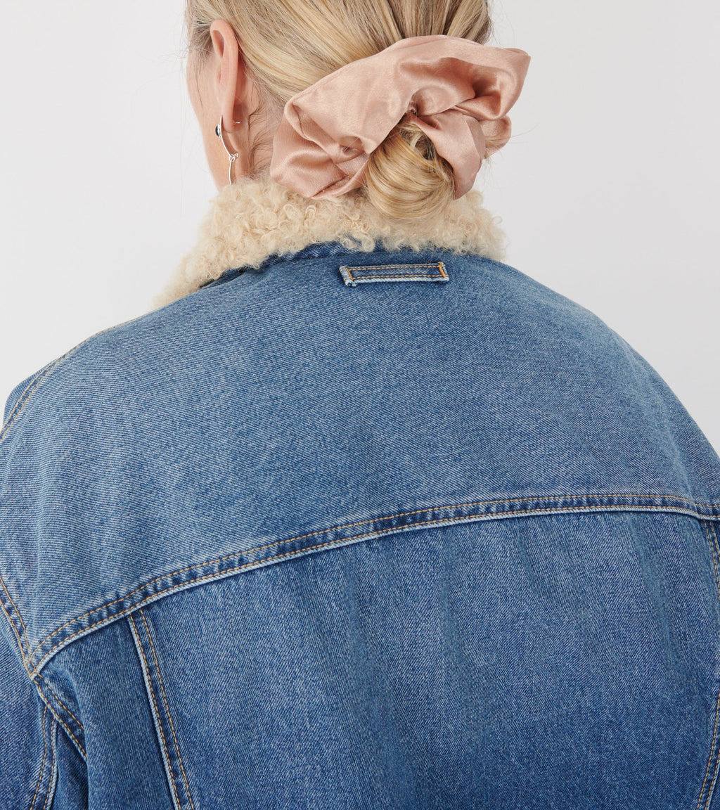 Denim Shearling Jacket Mid Blue