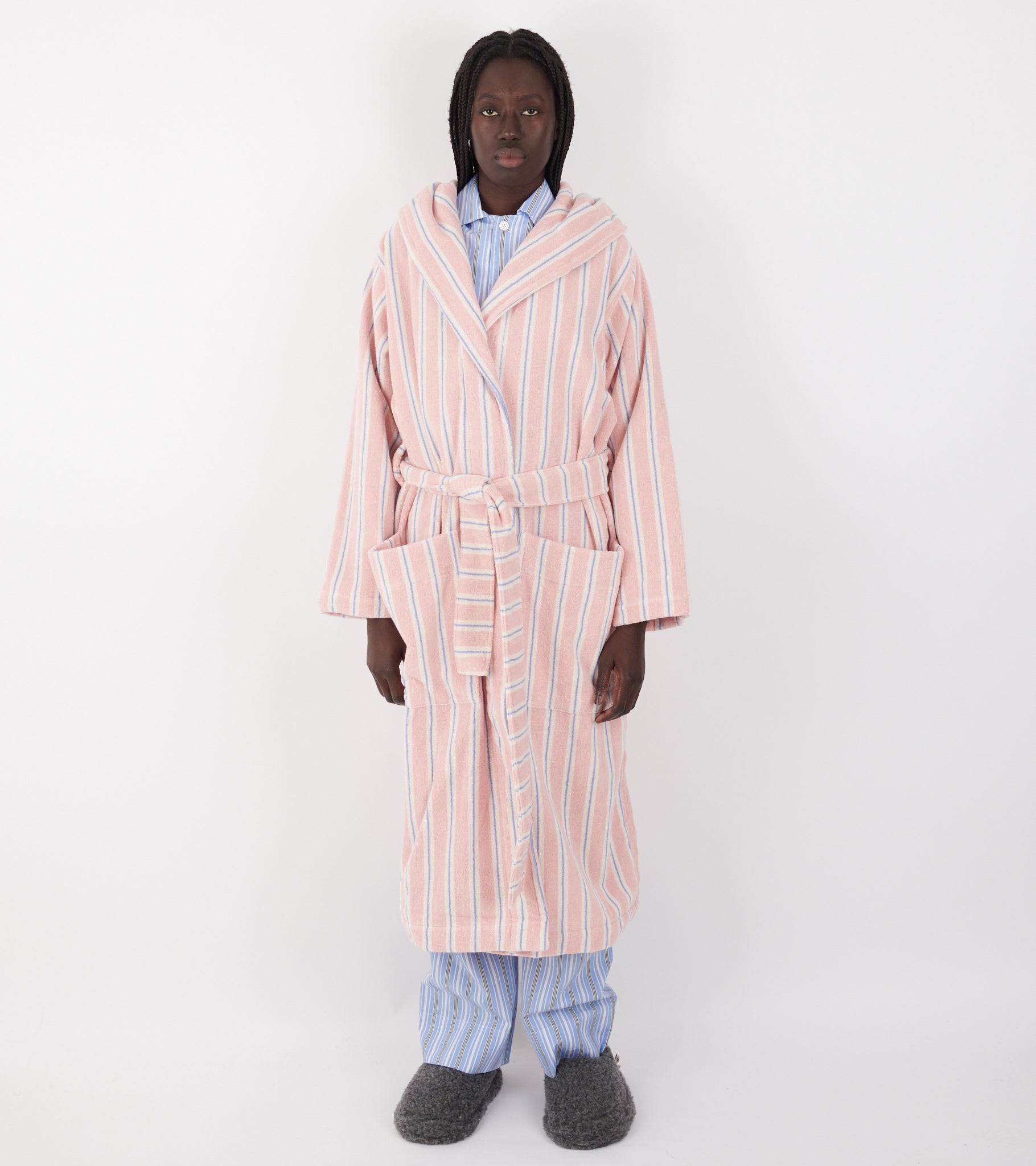 Hooded Bathrobe Candy Stripes