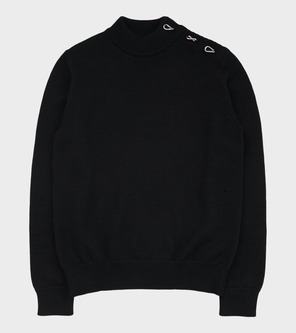 Heavy Wool Silver Rings Knit Black