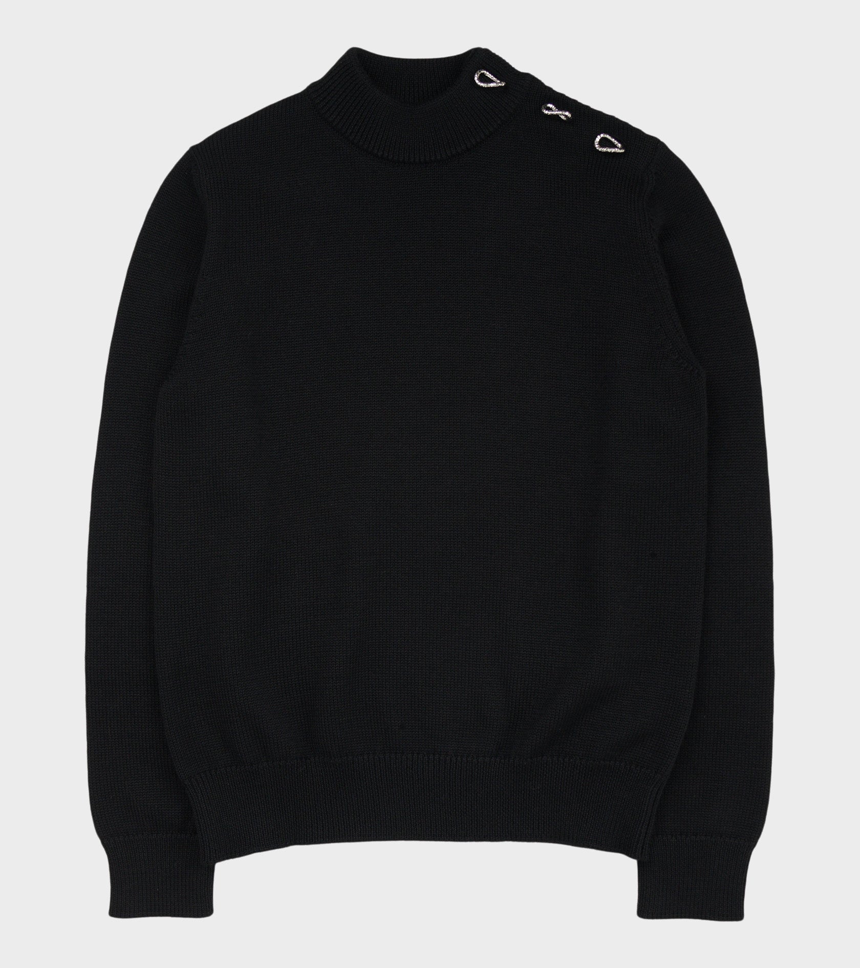 Heavy Wool Silver Rings Knit Black