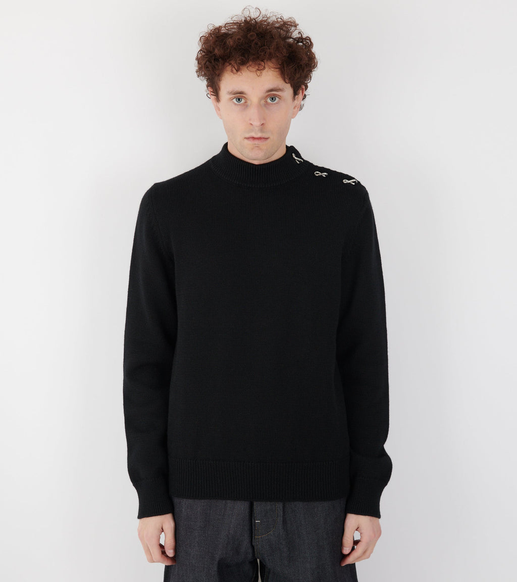 Heavy Wool Silver Rings Knit Black
