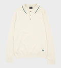 L/S Knit Polo Off-white/Forest Green