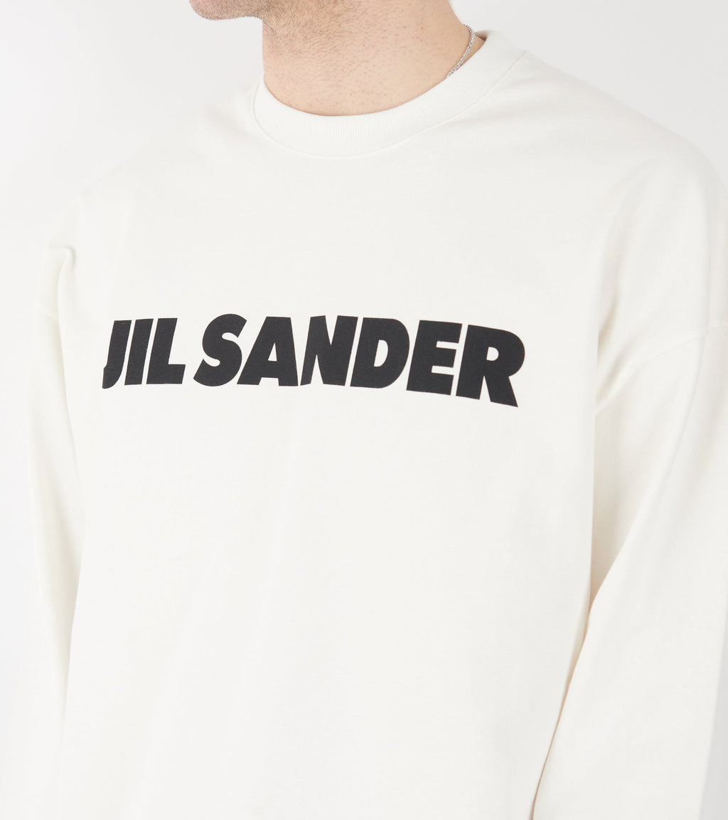 Stiff Cotton Jersey L/S Logo T-shirt Porcelain