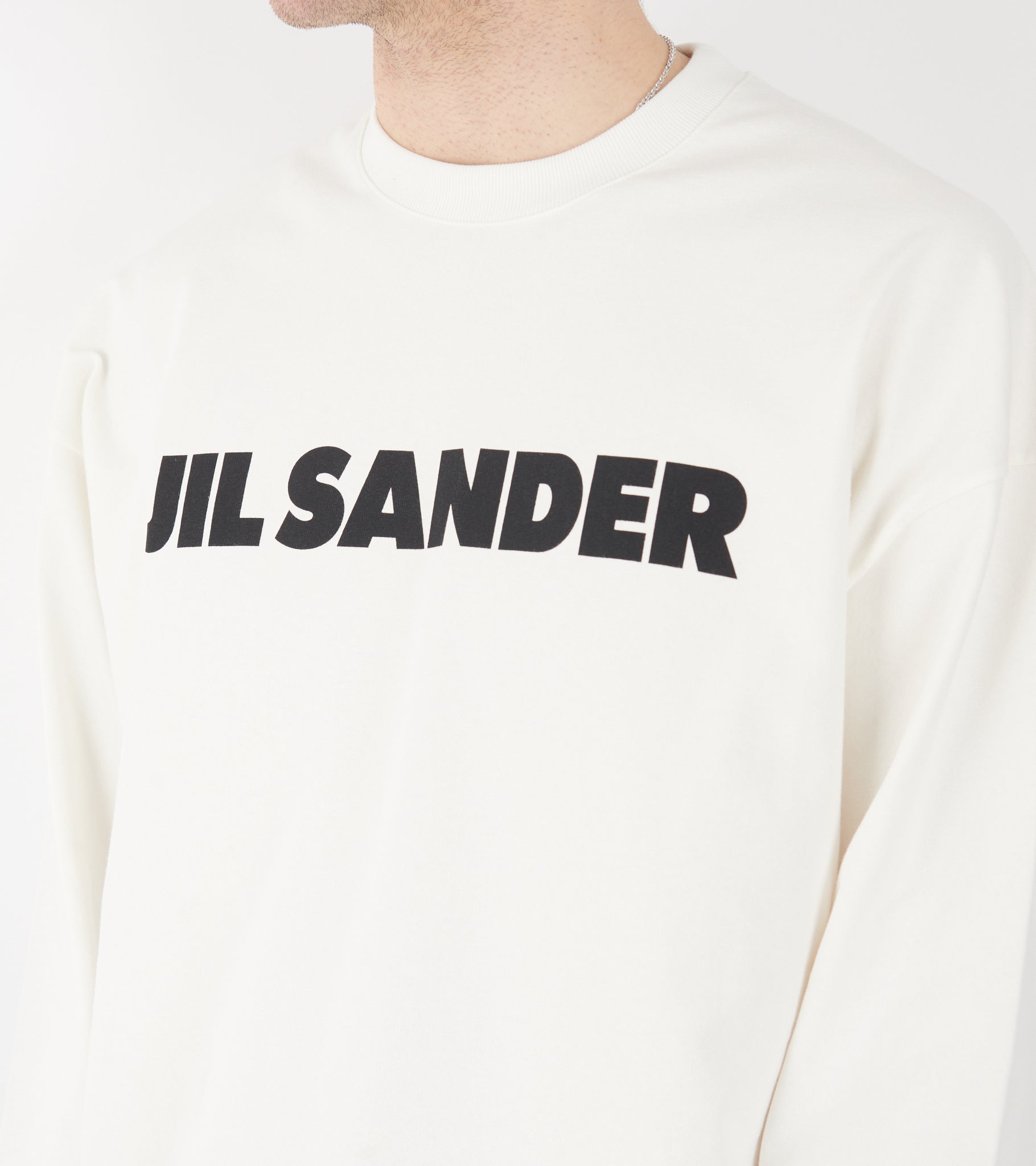 Stiff Cotton Jersey L/S Logo T-shirt Porcelain