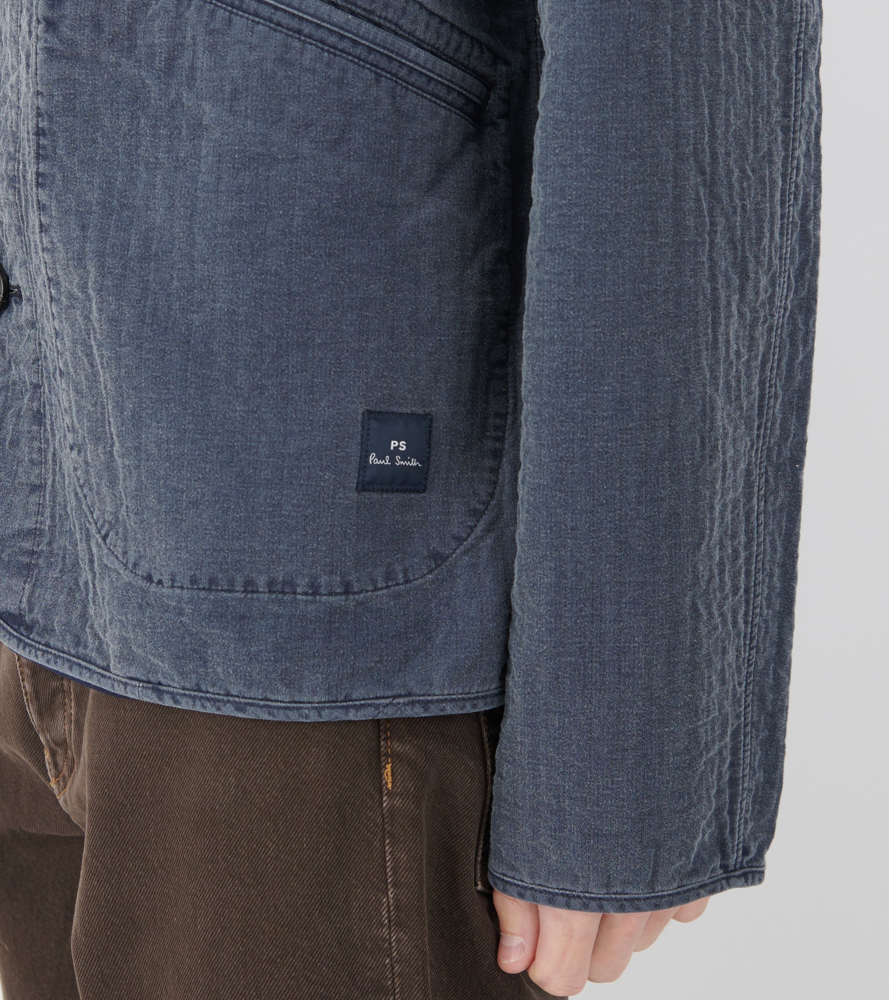Self-Quilted Cotton Jacket Washed Indigo