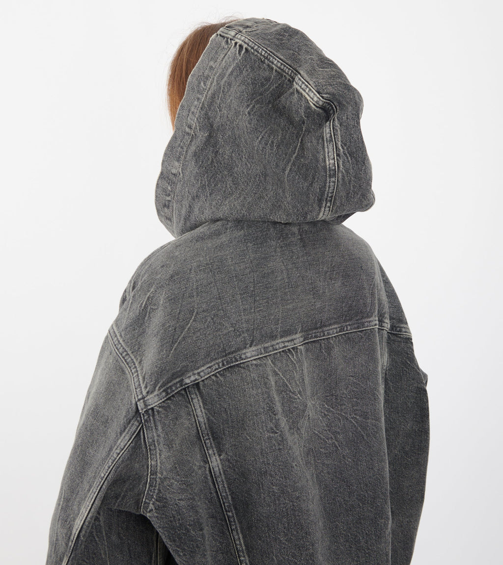 Hooded Denim Jacket Washed Black