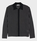 Cotton Lace Fine Stripe Knit City Black