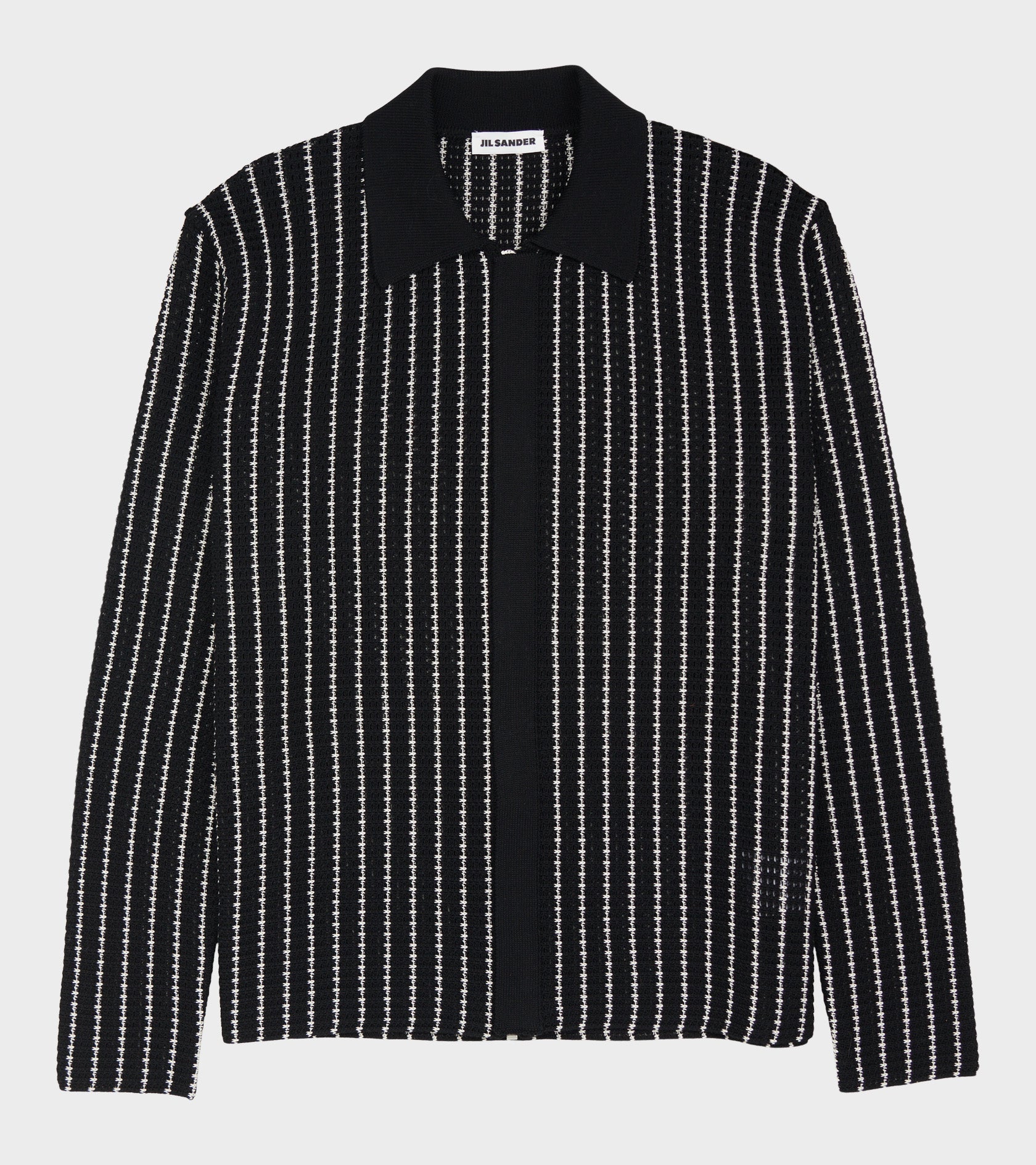 Cotton Lace Fine Stripe Knit City Black