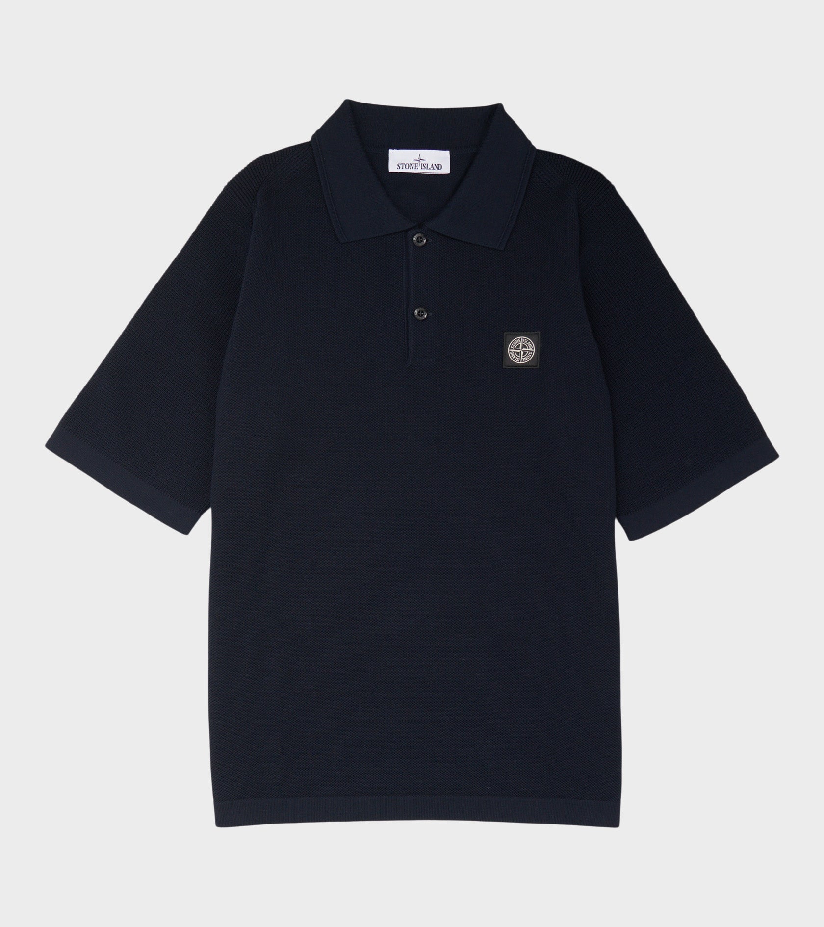 Cotton Knit Waffle S/S Polo Navy