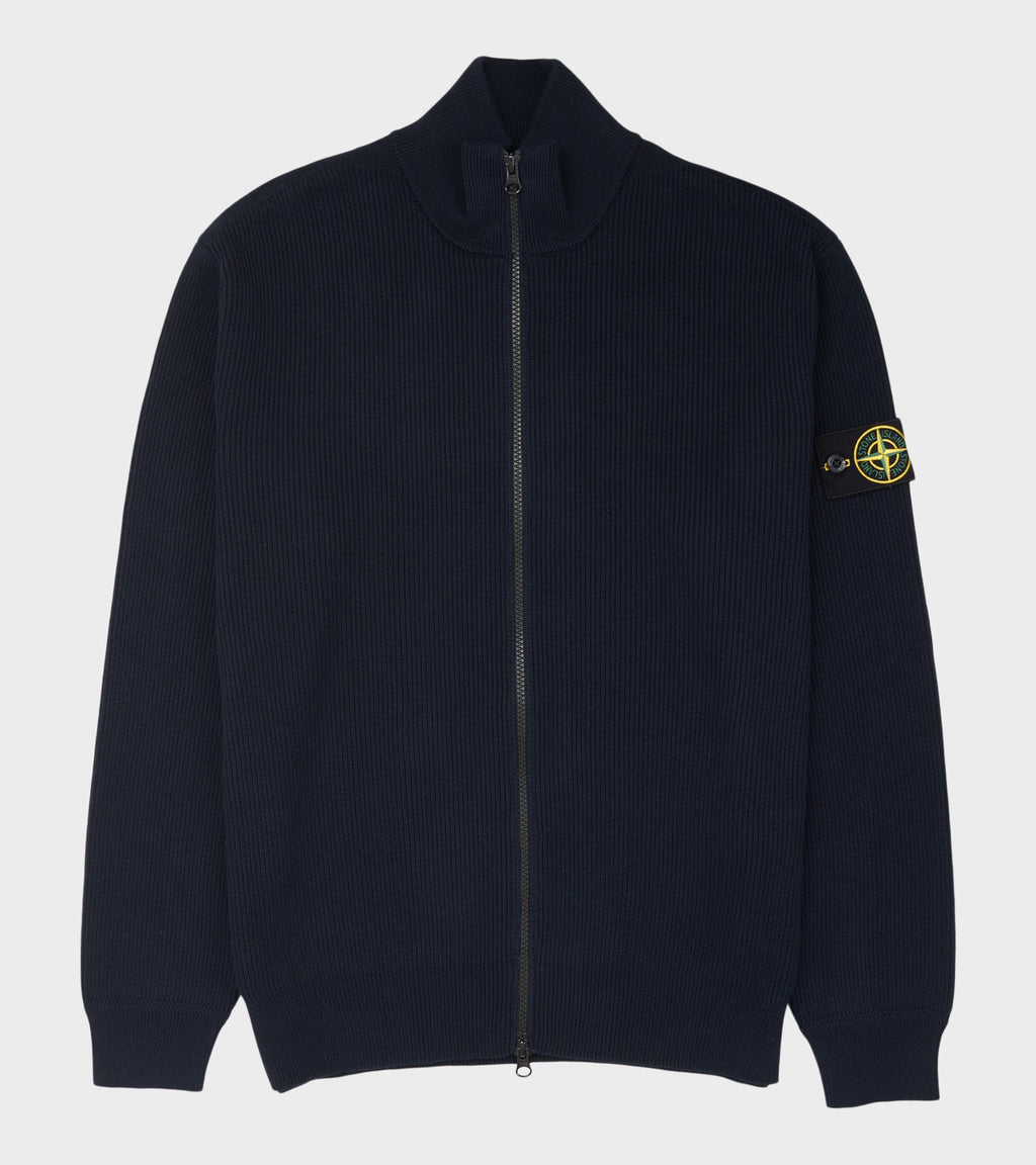 Cotton Knit Zip Cardigan Navy