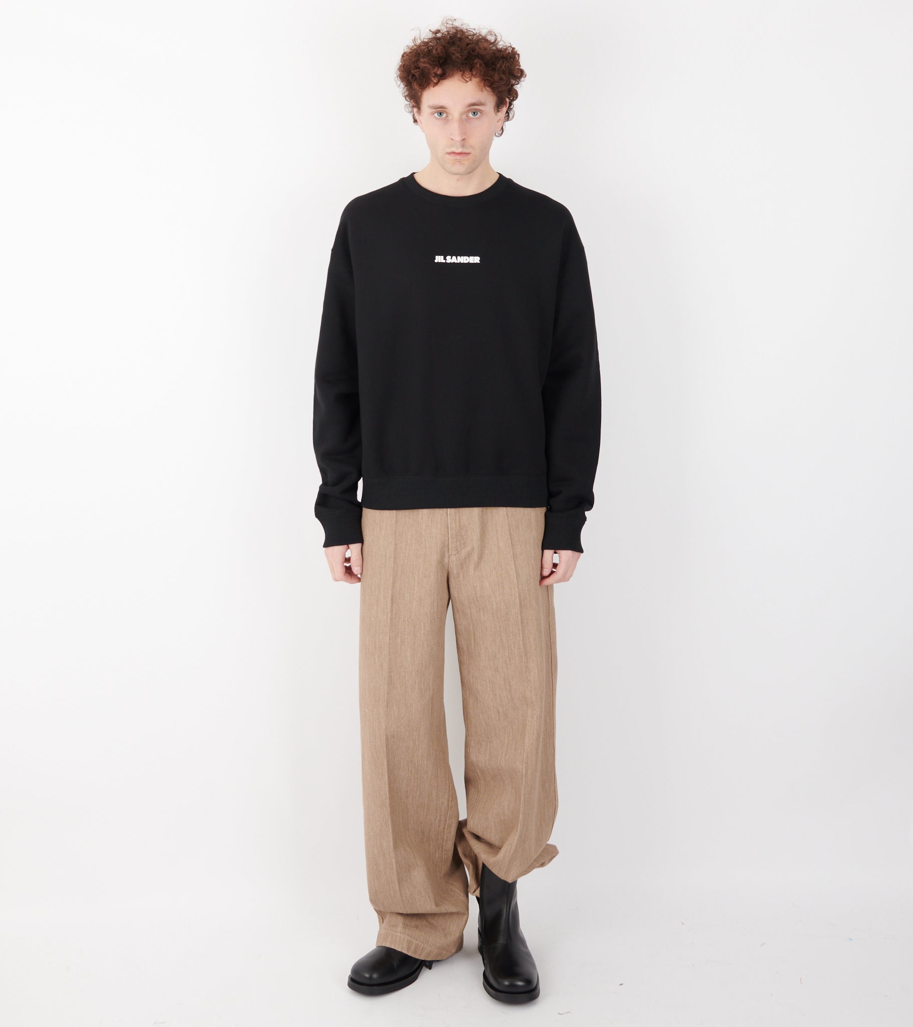 Light Soft Brushed Cotton Terry Sweatshirt Black