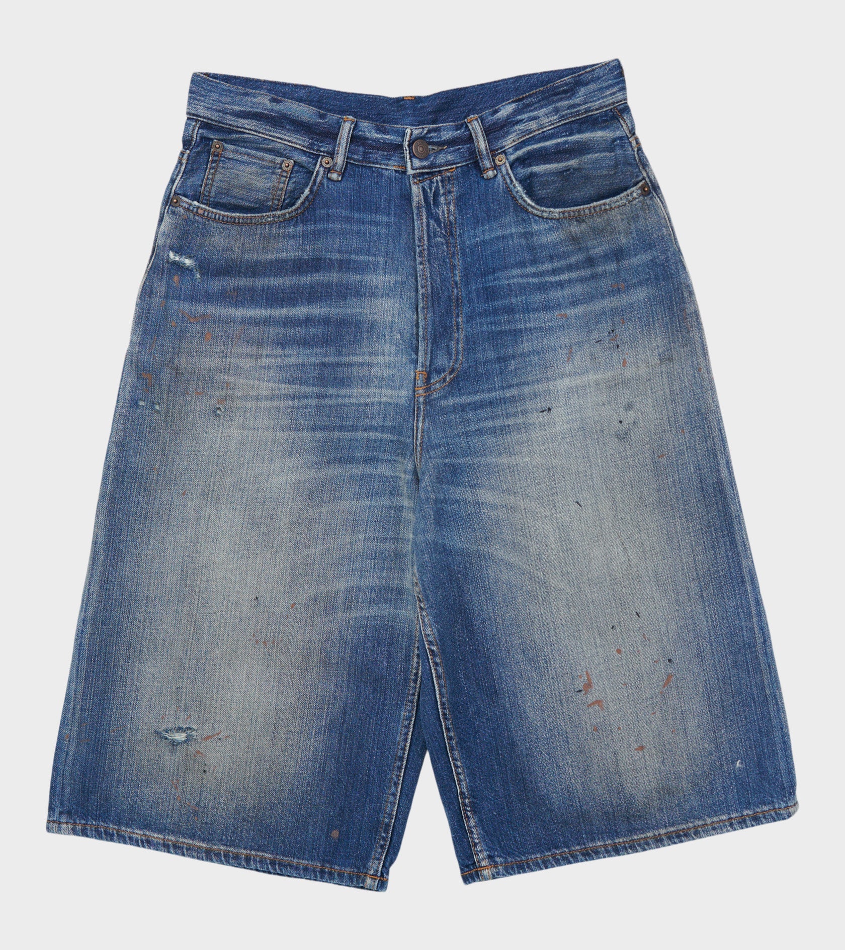Baggy Denim Shorts Mid Blue