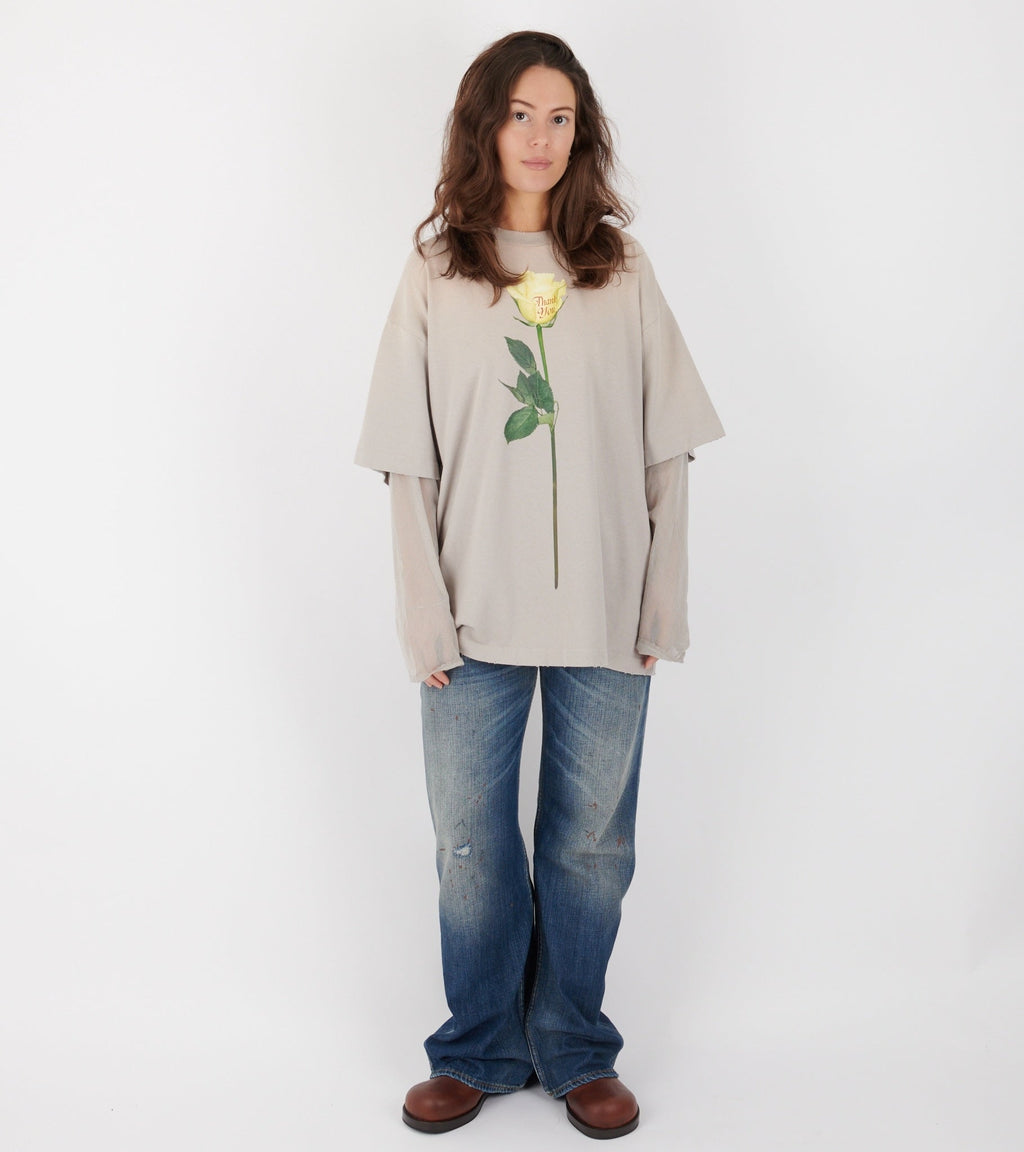 Layered Print T-shirt Light Grey