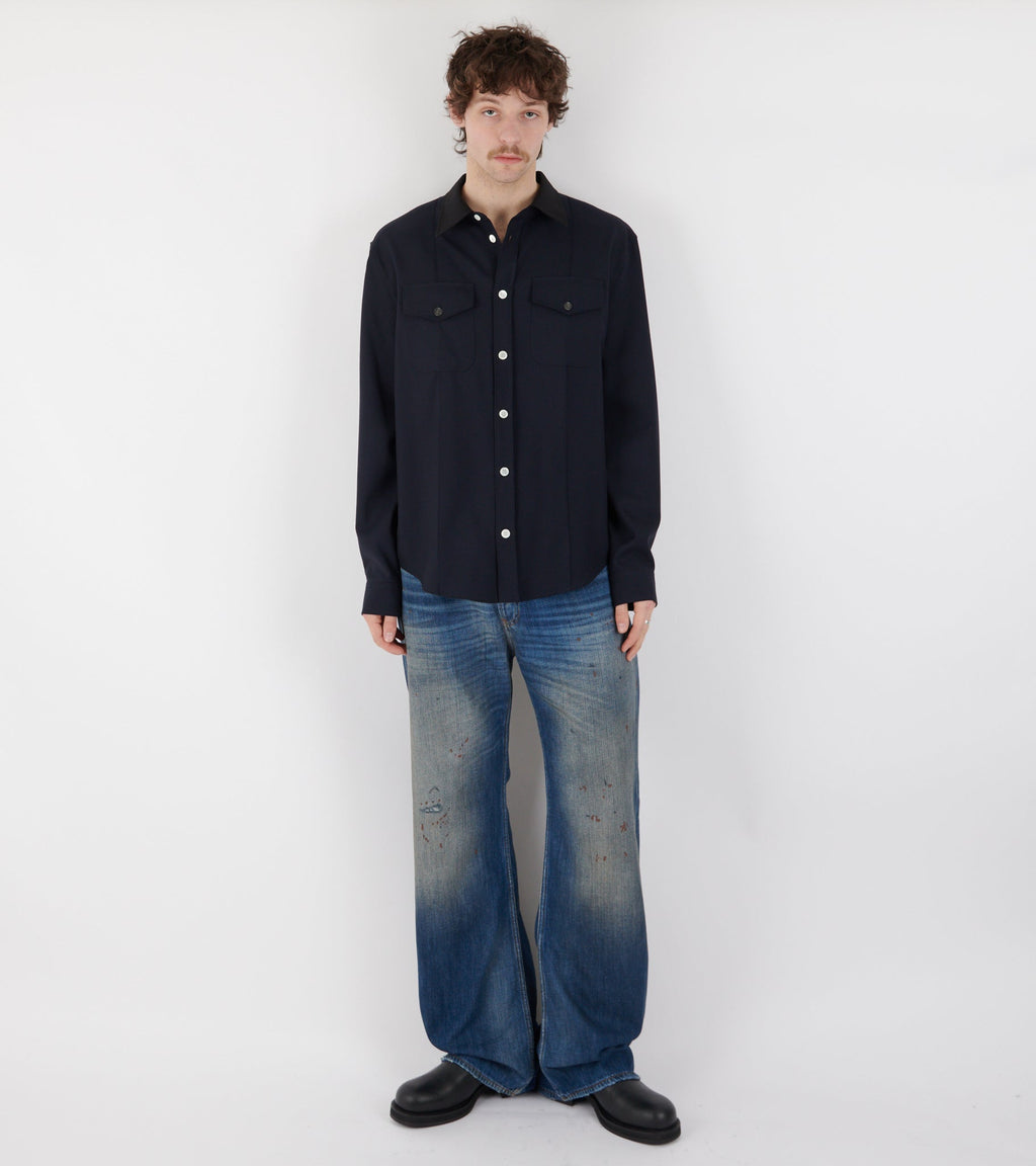 Tropical Wool Shirt Blue/Black