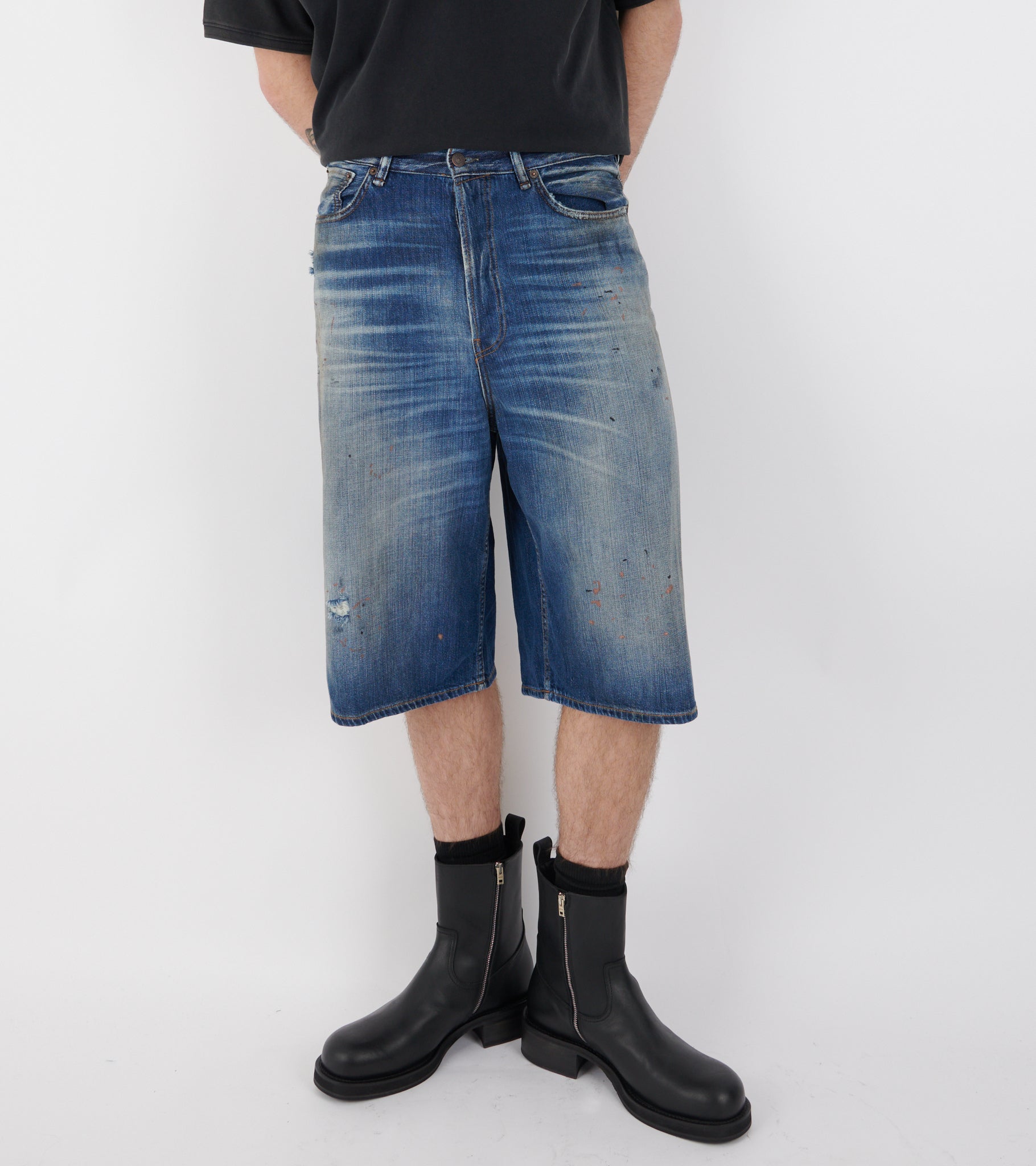 Baggy Denim Shorts Mid Blue