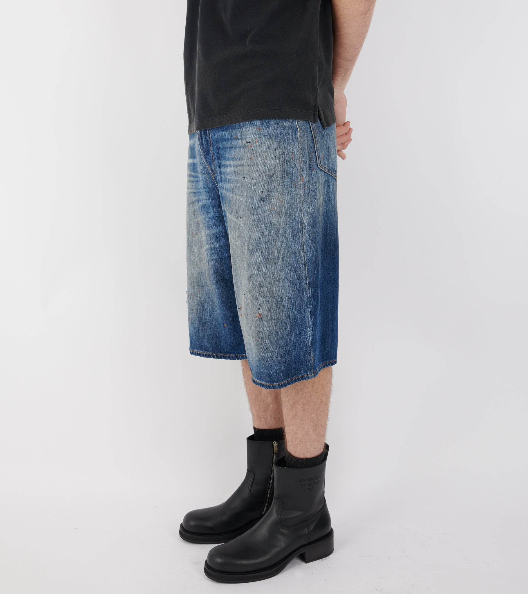 Baggy Denim Shorts Mid Blue