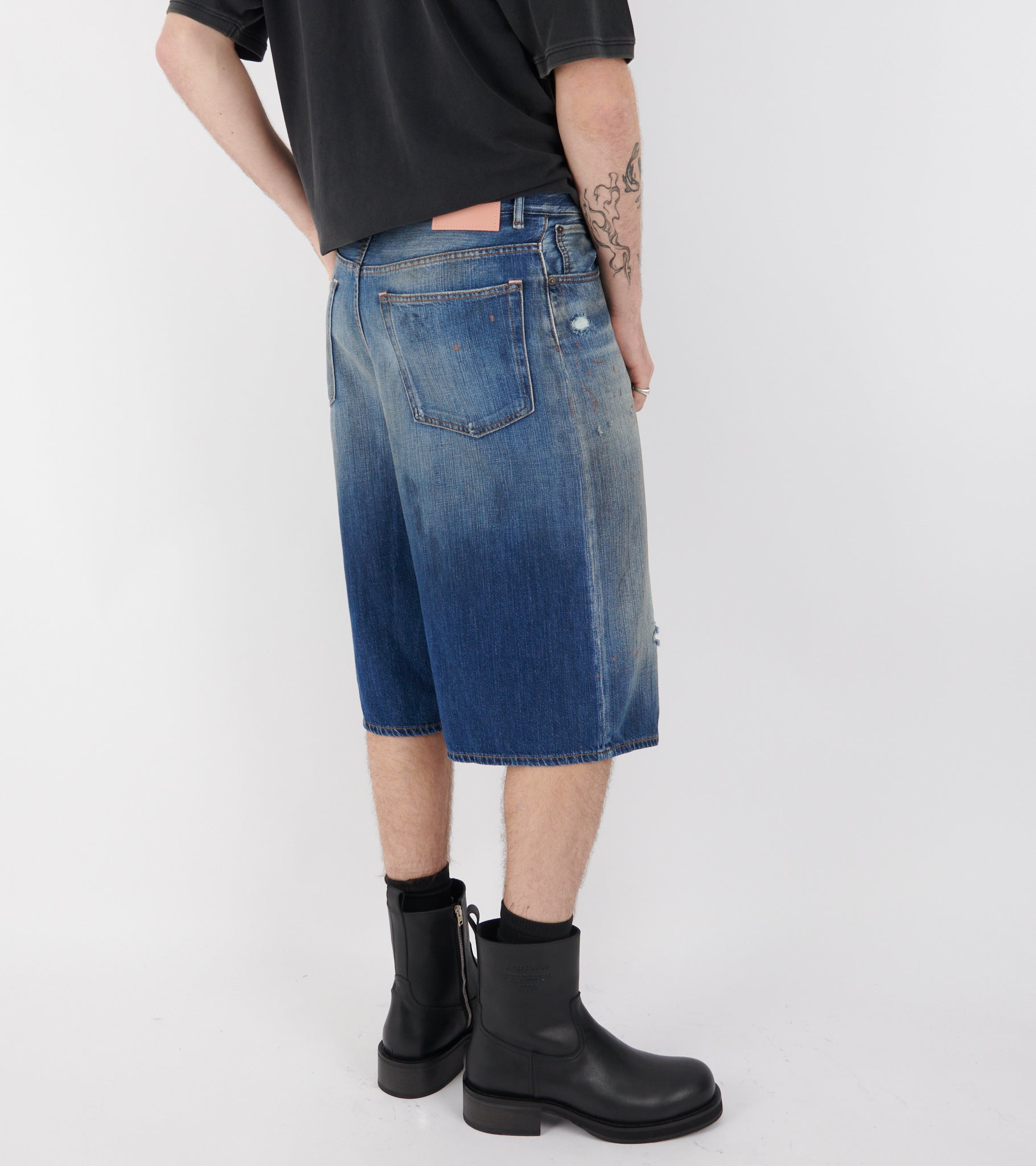 Baggy Denim Shorts Mid Blue