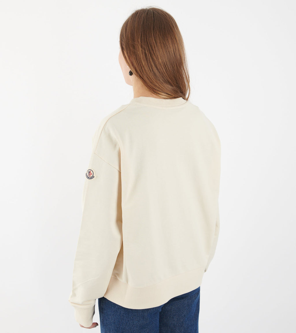 Embroidered Logo Cotton Sweatshirt White Ivory