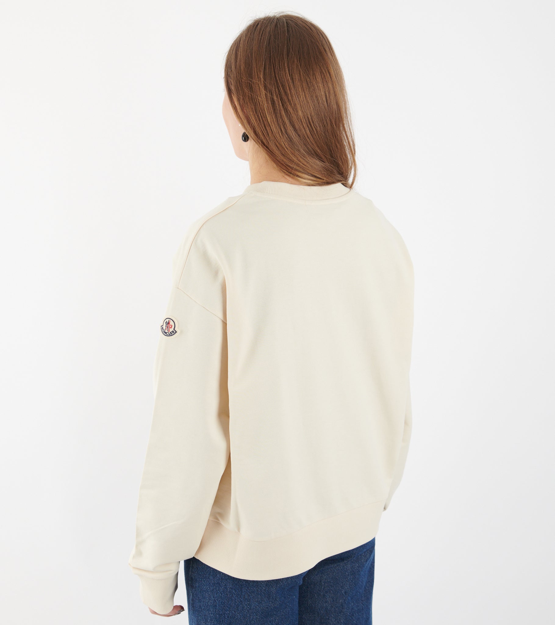 Embroidered Logo Cotton Sweatshirt White Ivory