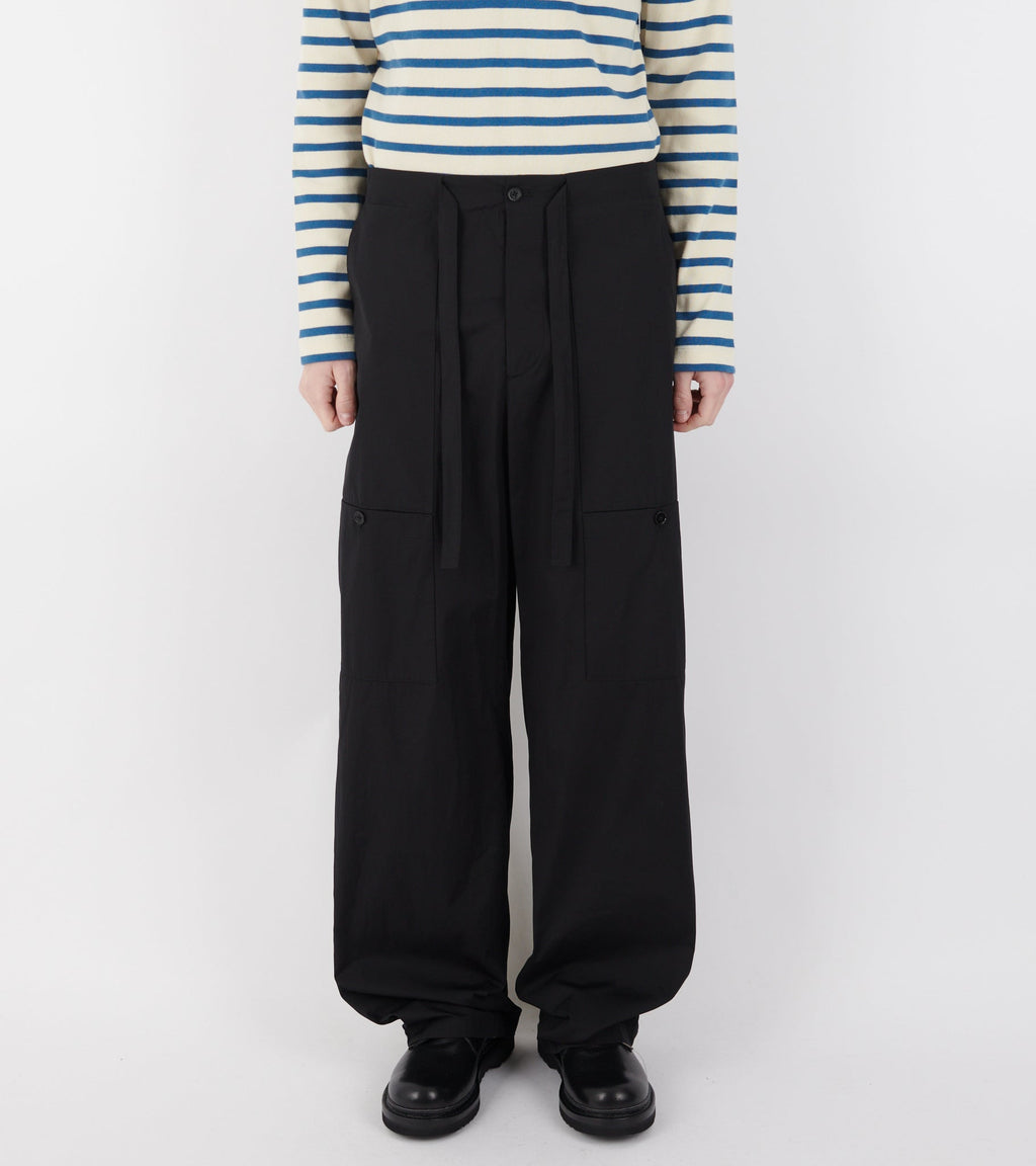 Cotton Poplin Cargo Trousers Black
