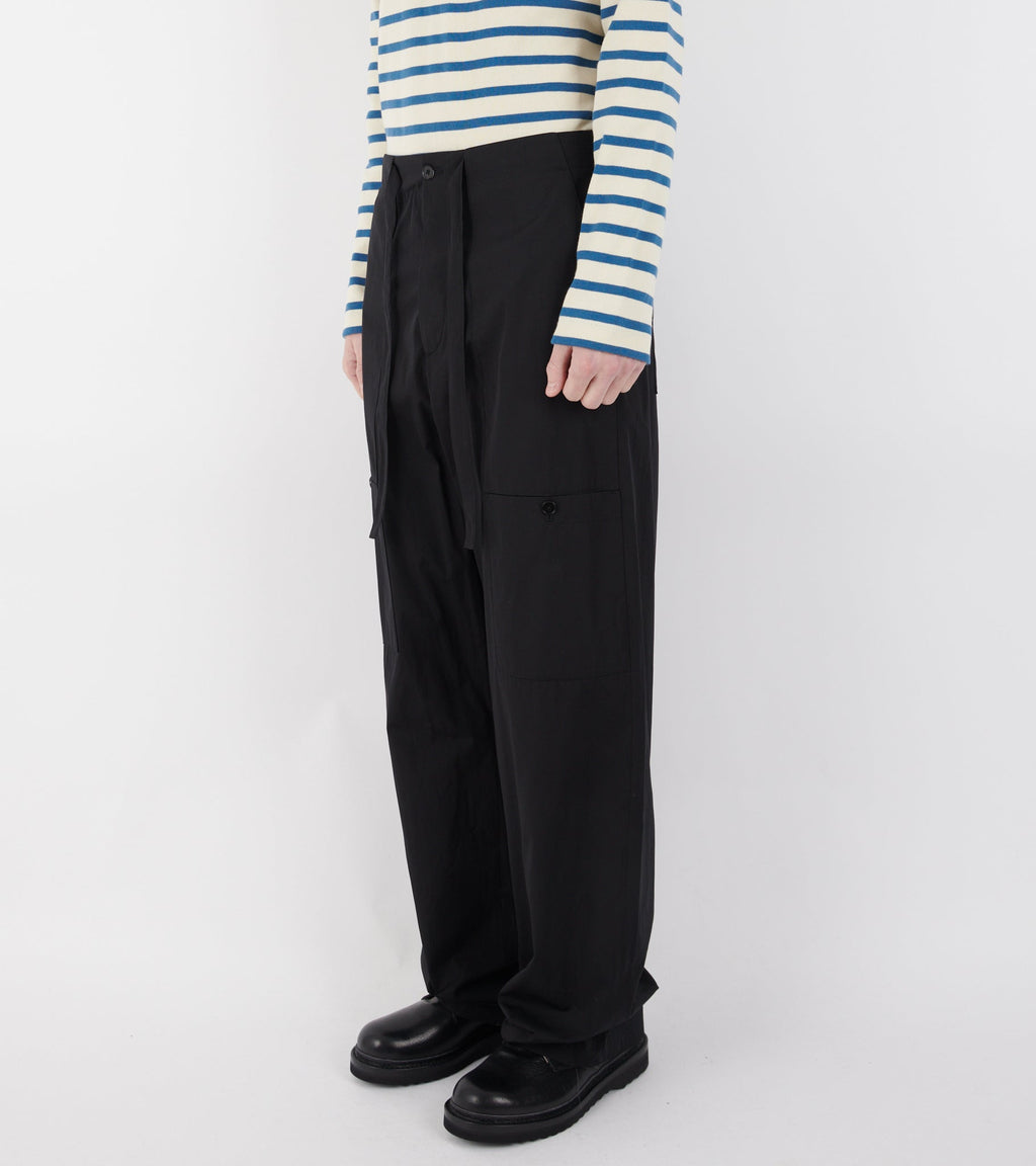 Cotton Poplin Cargo Trousers Black