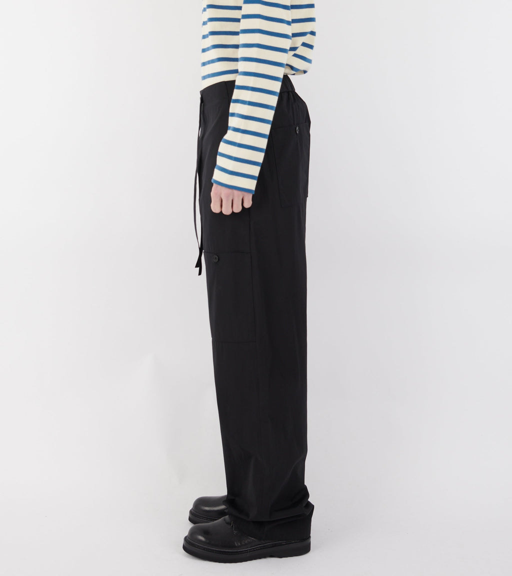 Cotton Poplin Cargo Trousers Black
