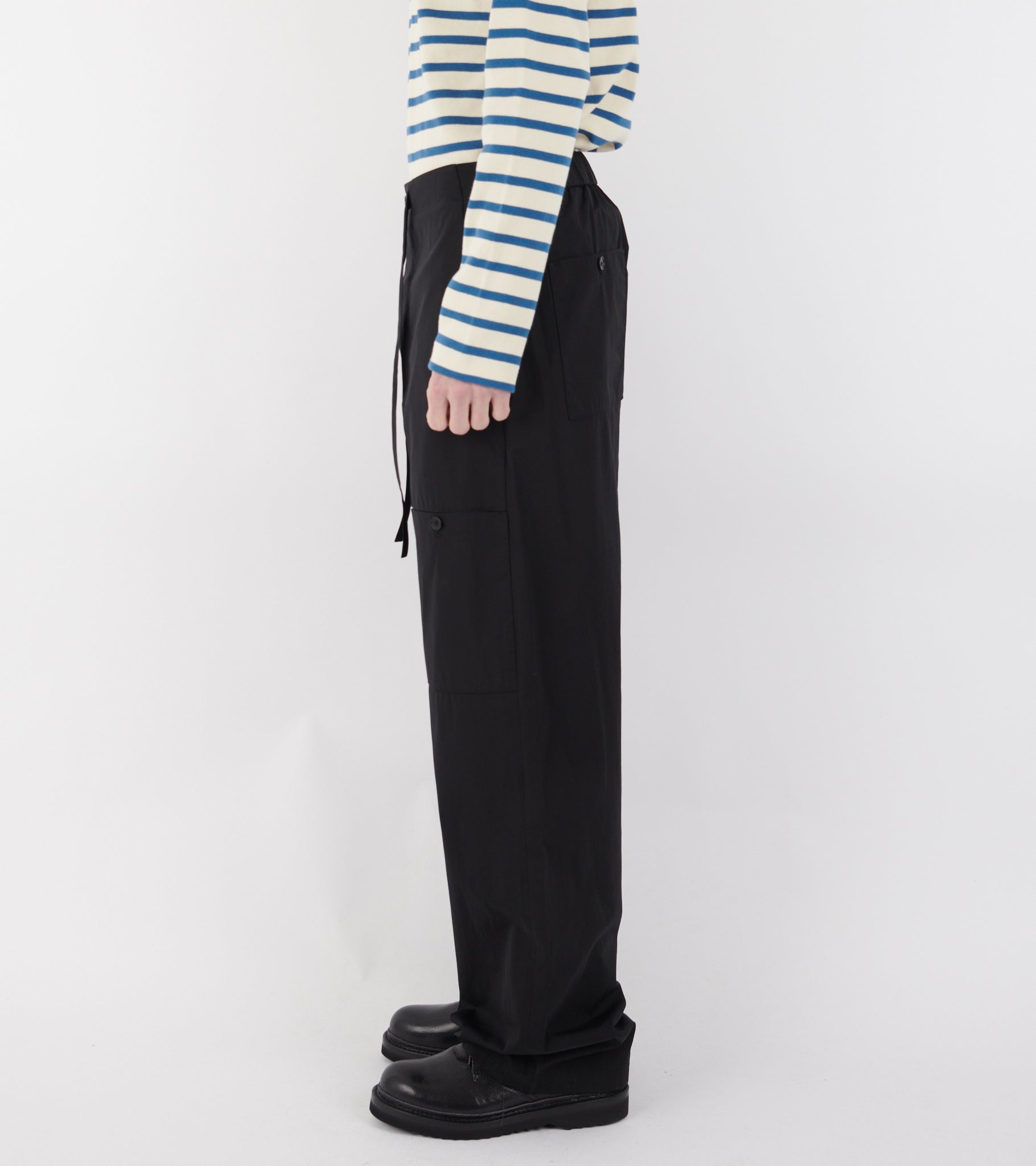 Cotton Poplin Cargo Trousers Black
