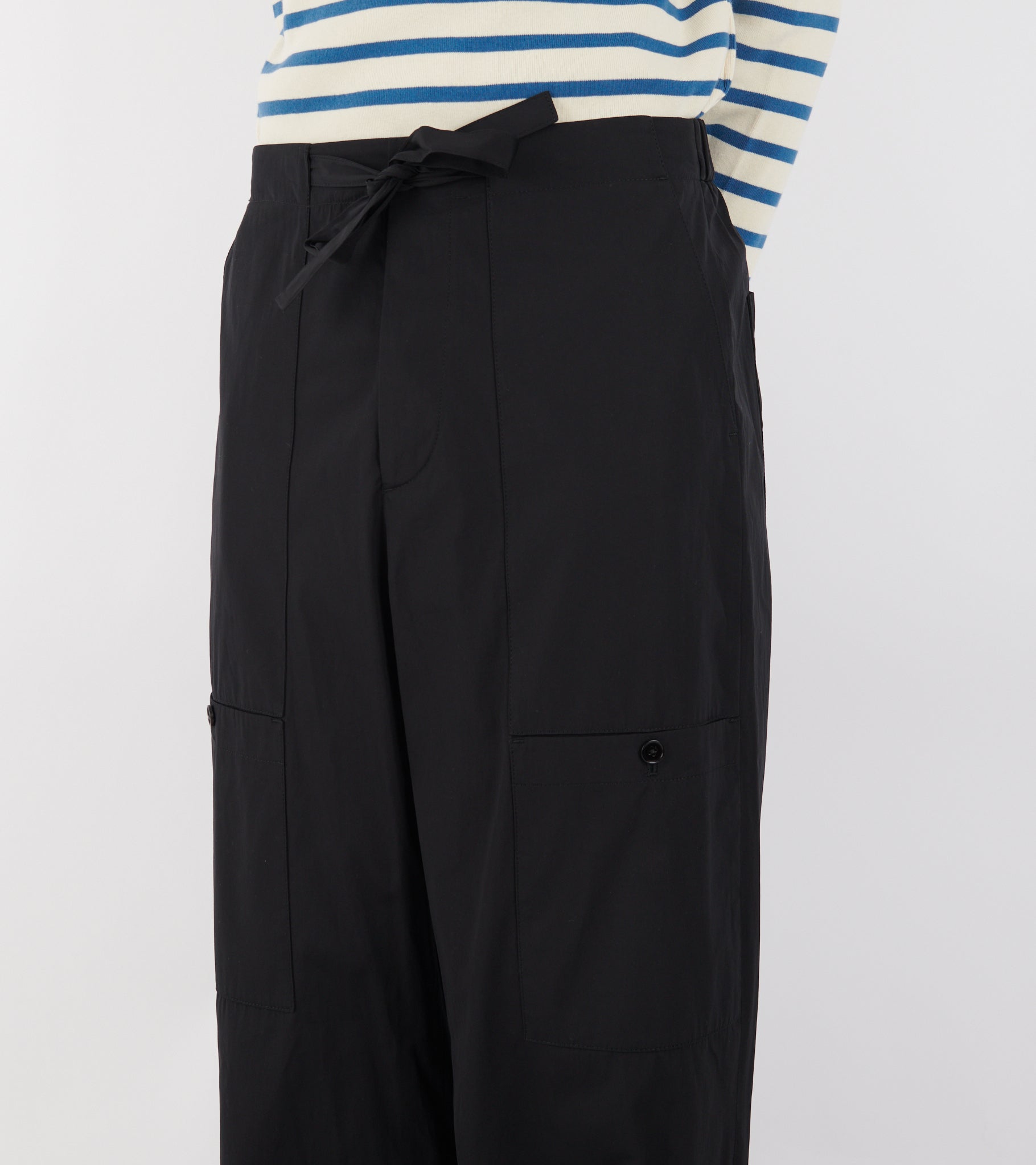 Cotton Poplin Cargo Trousers Black
