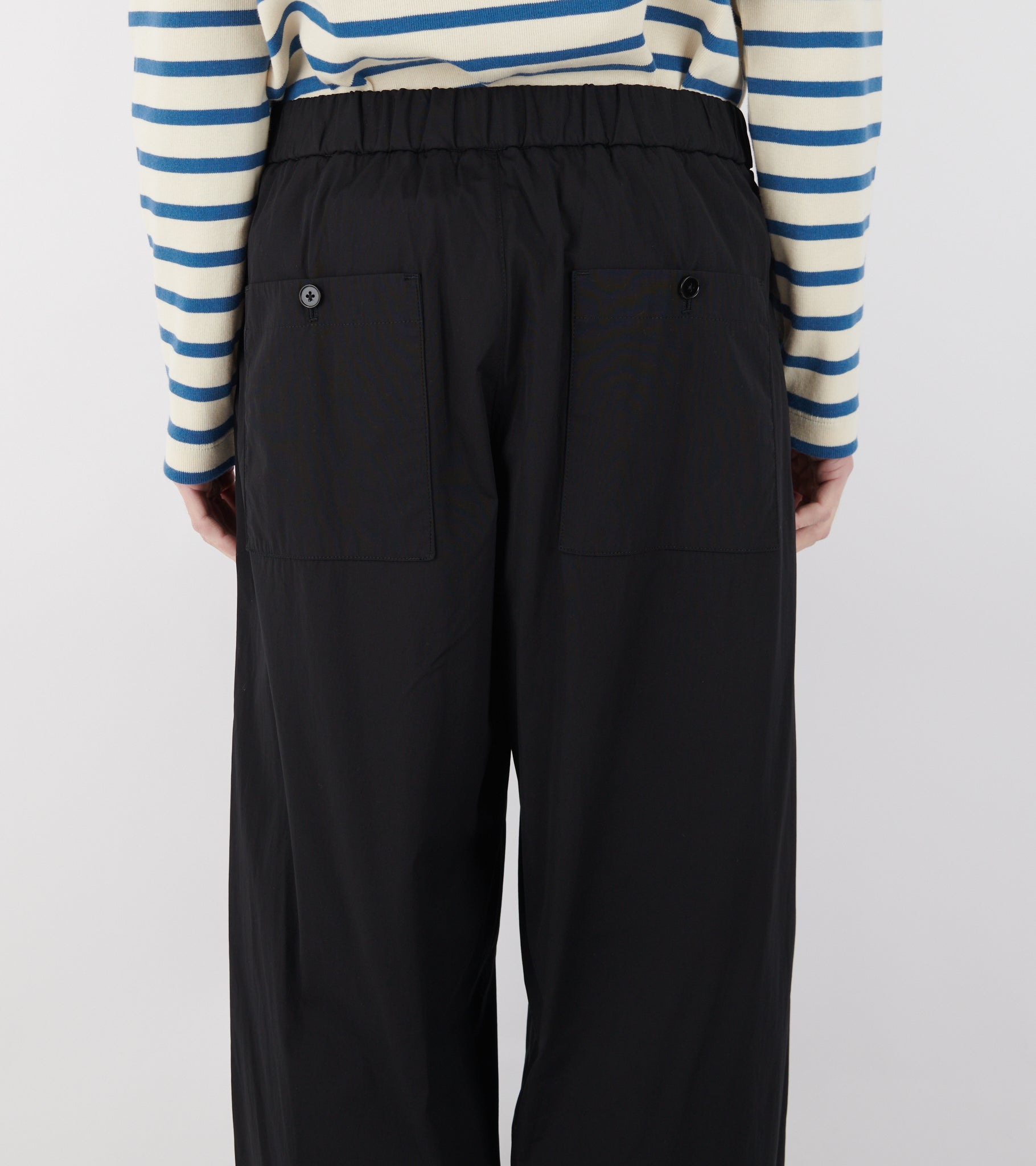 Cotton Poplin Cargo Trousers Black