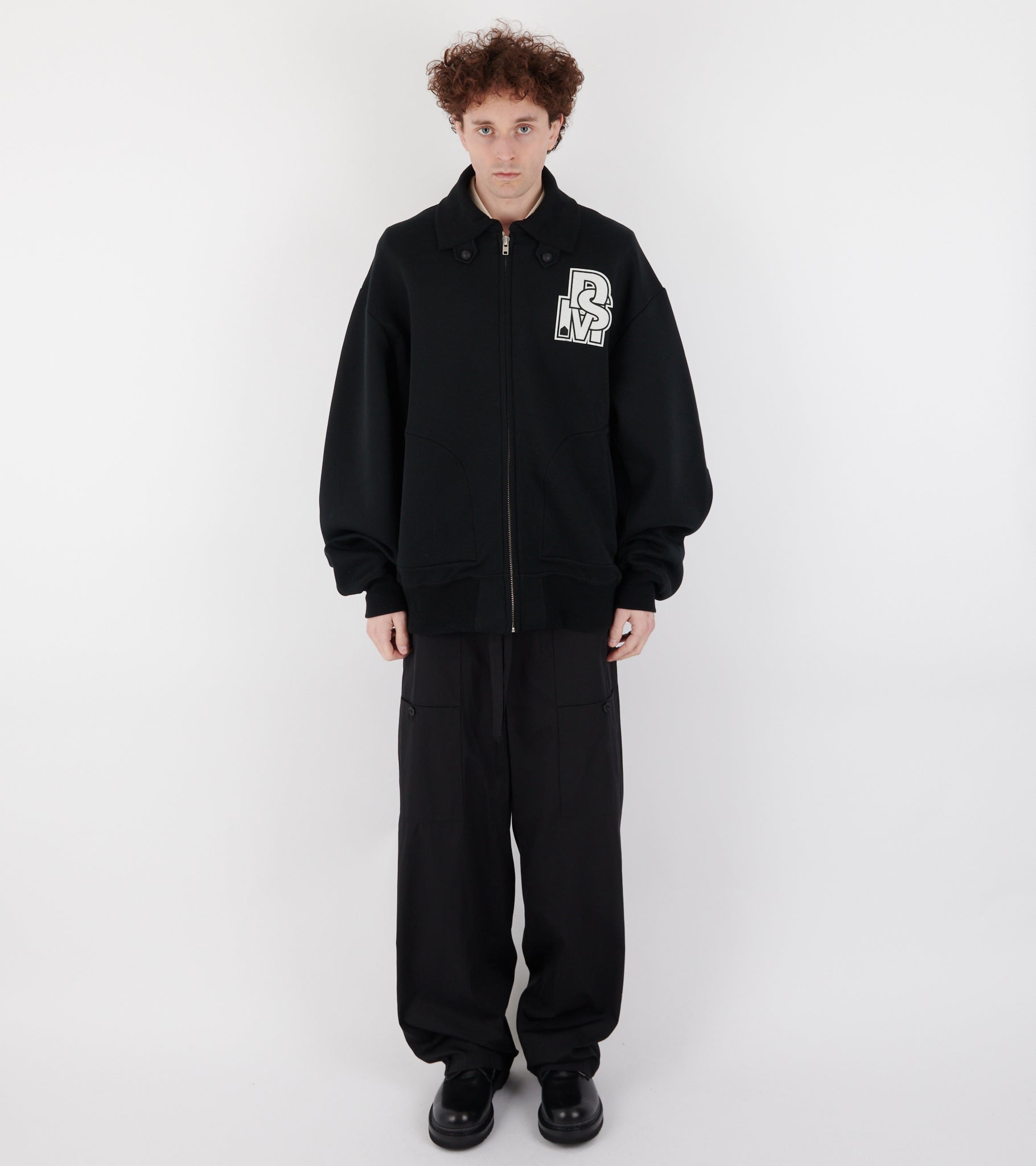 Varsity Sweatshirt Jacket Black