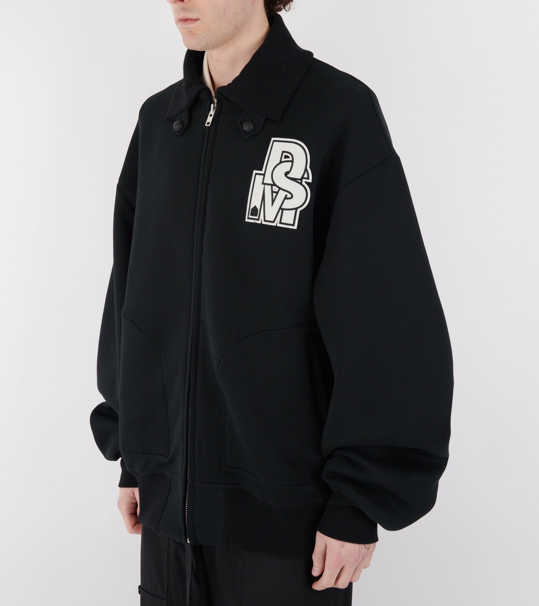 Varsity Sweatshirt Jacket Black
