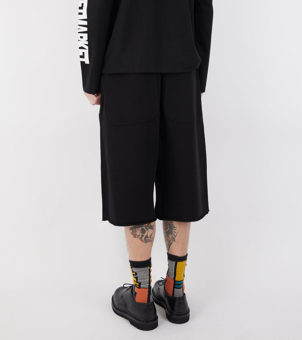Pleated Sweat Shorts Black