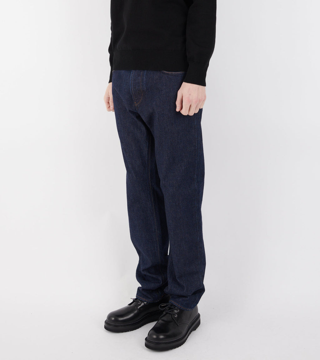 Indigo Denim Rinsed Straight Jeans Dark Blue