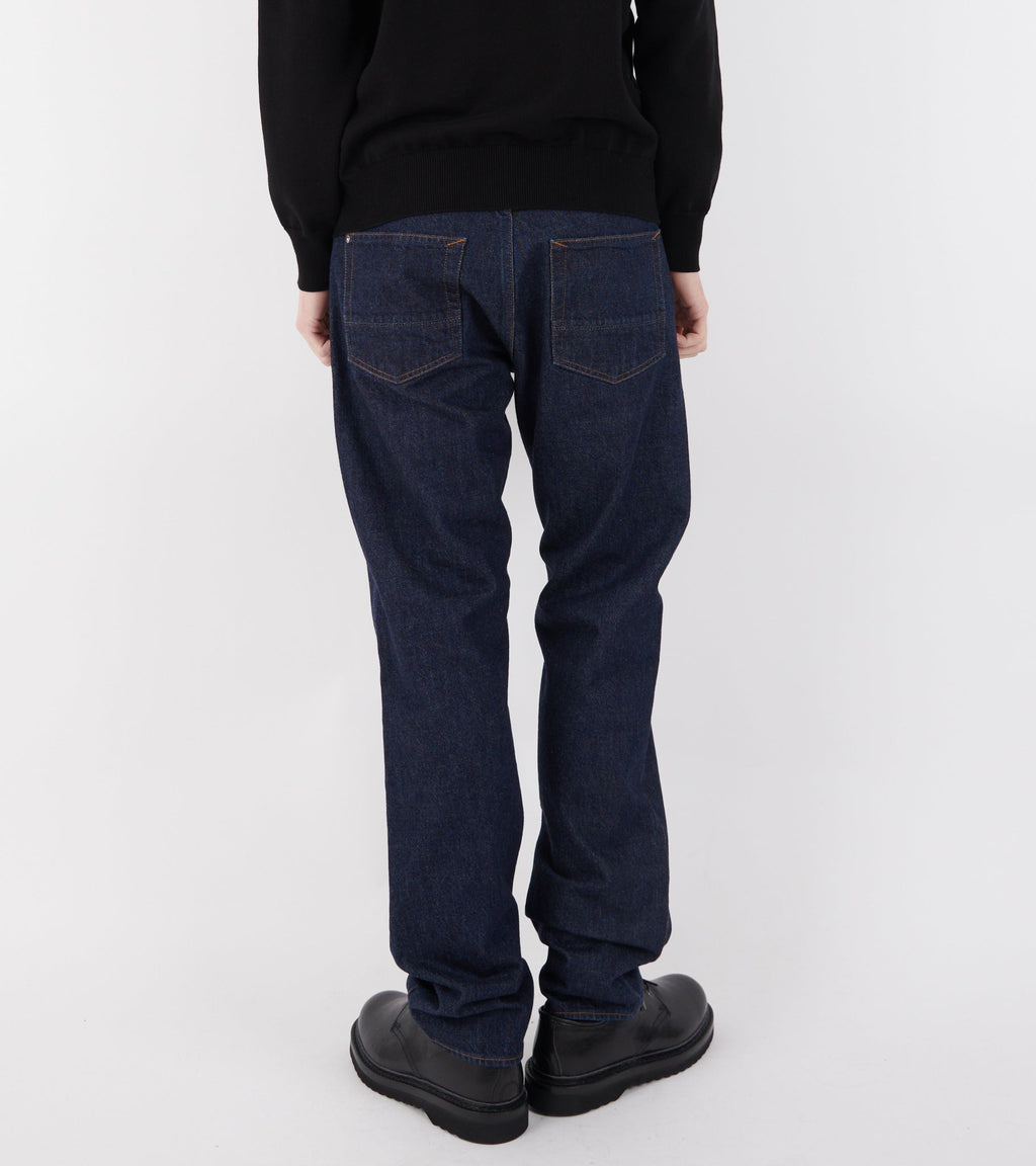 Indigo Denim Rinsed Straight Jeans Dark Blue