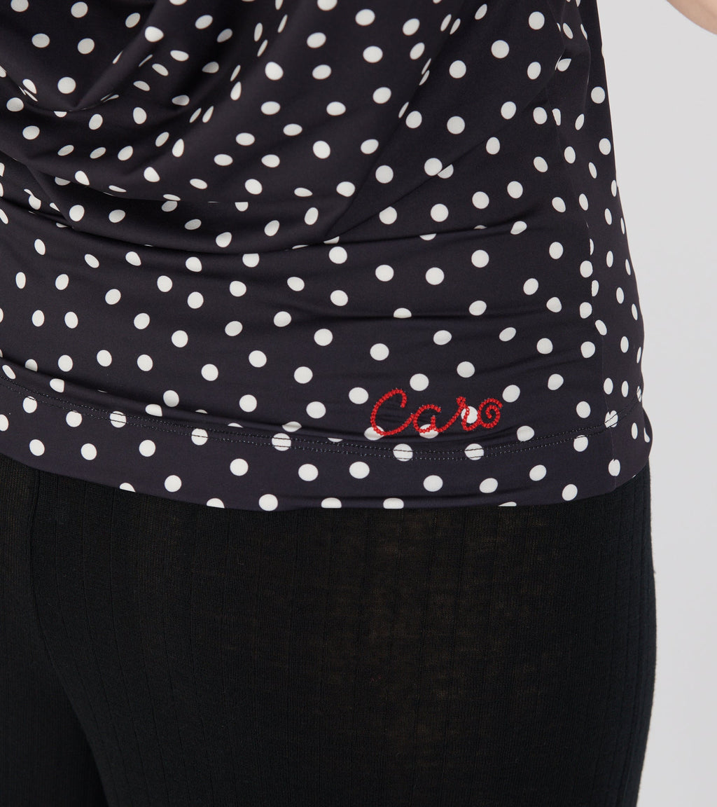 Alexa Jersey Top Black Dots