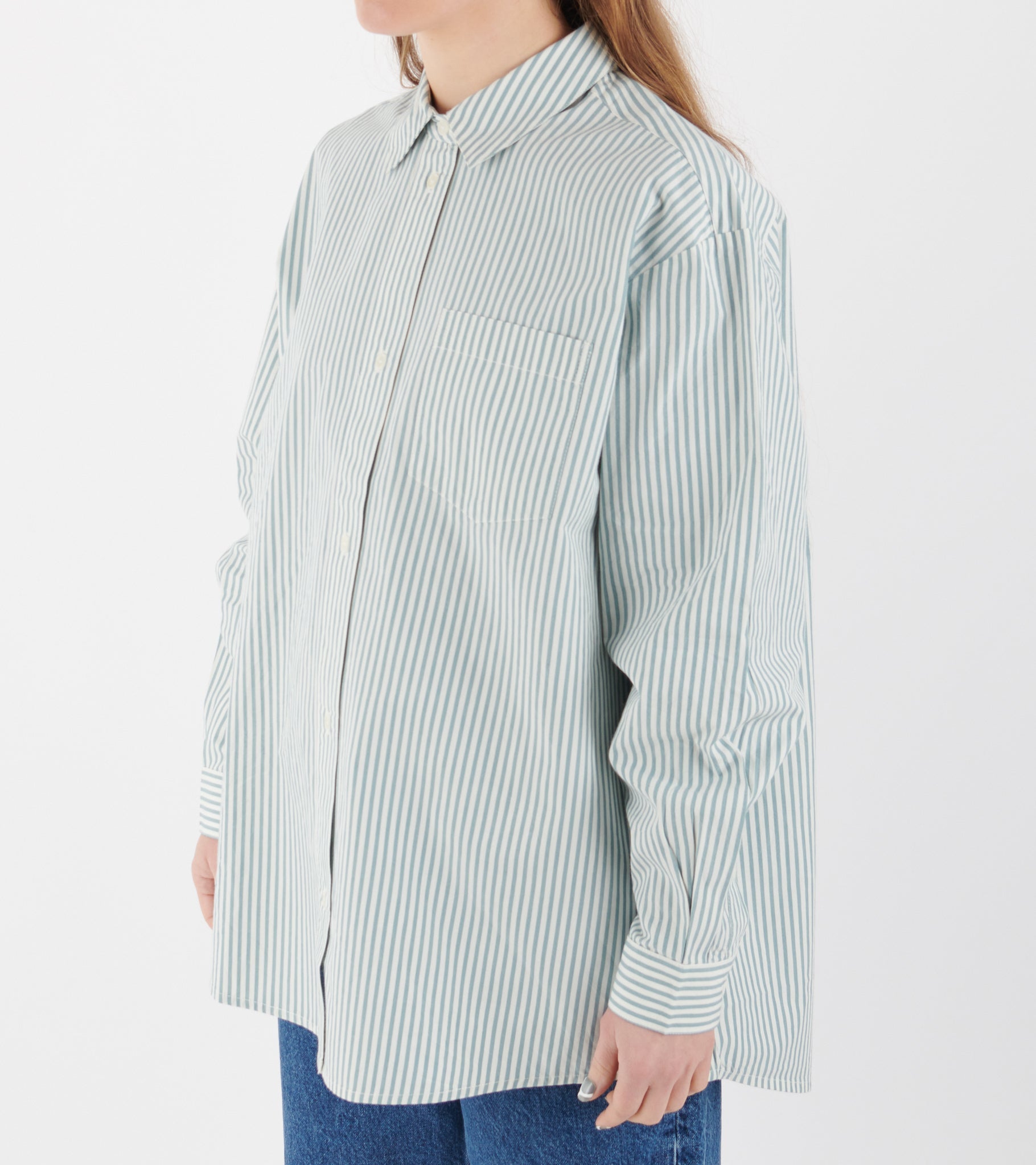 Edgar Shirt White/Aqua Stripe
